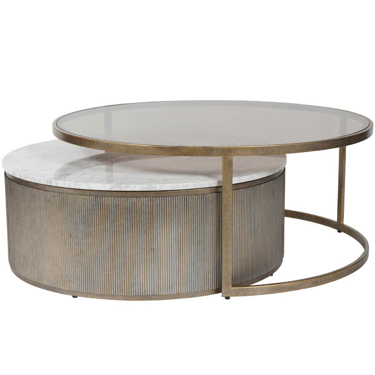 Belvedere Aged Gold Set of 2 Nesting Coffee Tables