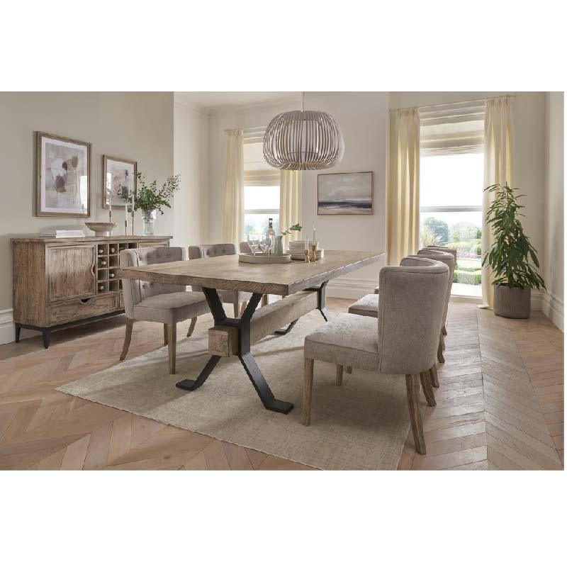 Adair Reclaimed Pine Wood Industrial Large Dining Table