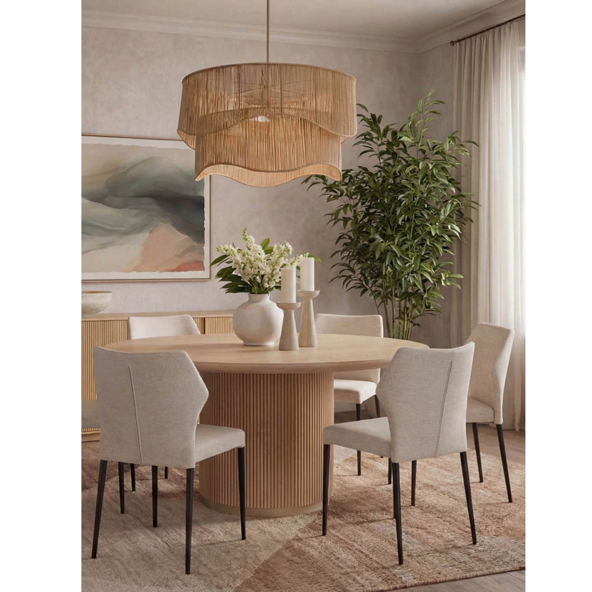 Libra Interiors Kalla Large Round Oak Dining Table 170cm