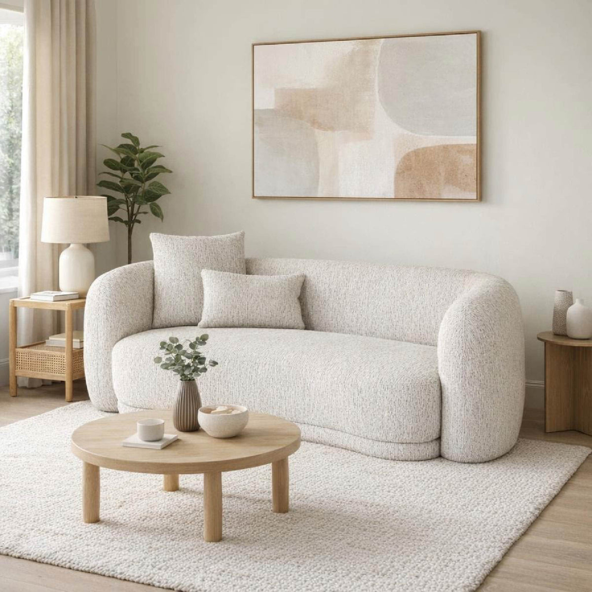 Curved Two Seater Sofa, off white