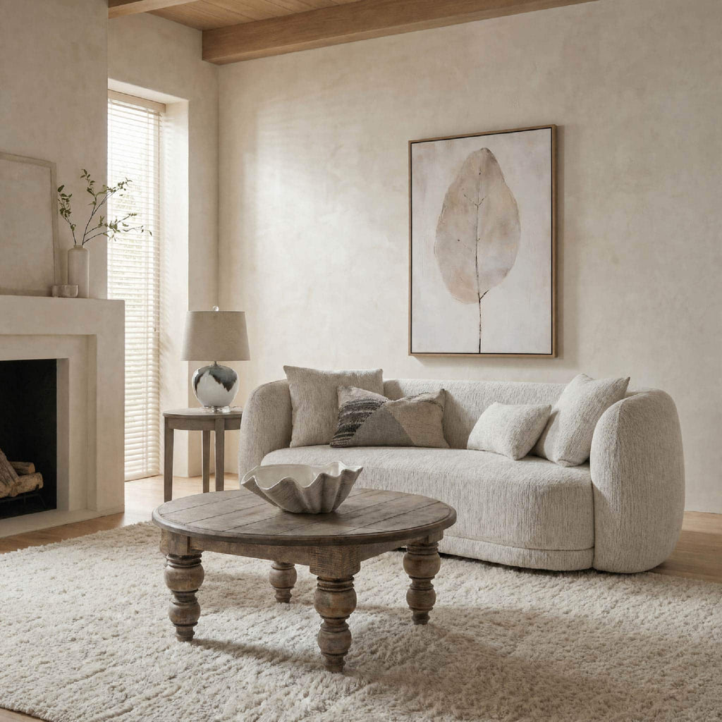 Curved Two Seater Sofa, off white