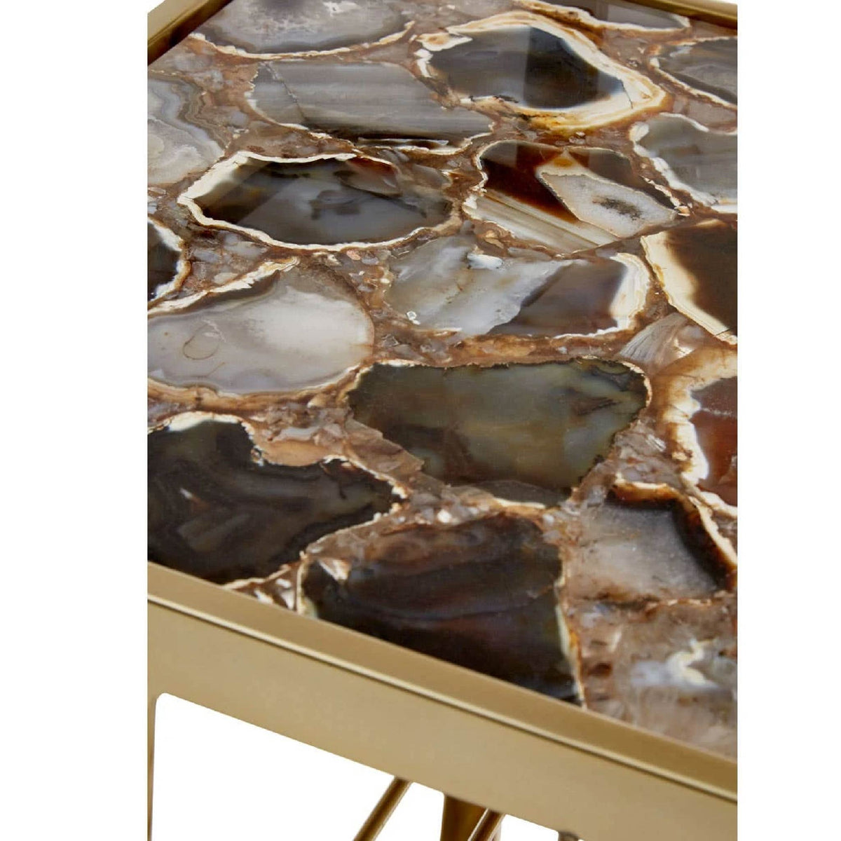 Vita Black Agate and Gold 2 Tier Drinks Trolley