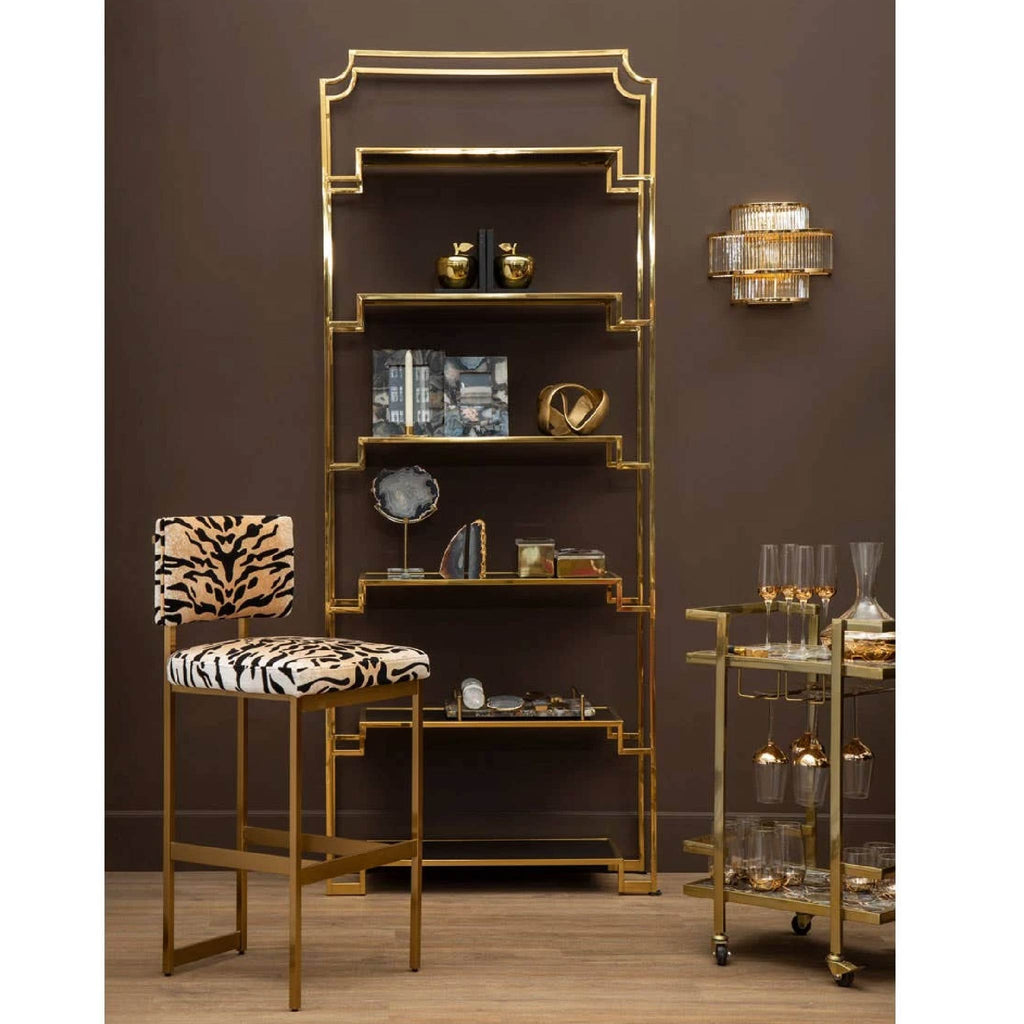 Vita Black Agate and Gold 2 Tier Drinks Trolley