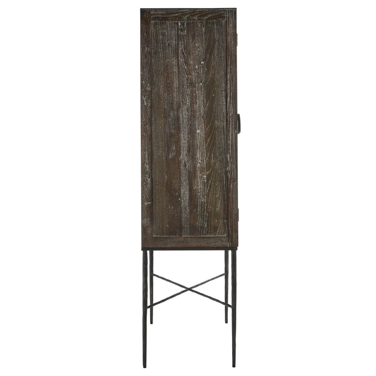 Milan Grey Wash Recycled Elm Wood 2 Door Wine Cabinet