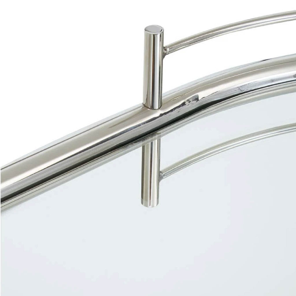 Oria Silver Metal and Acrylic Frame 2 Tier Oval Drinks Trolley