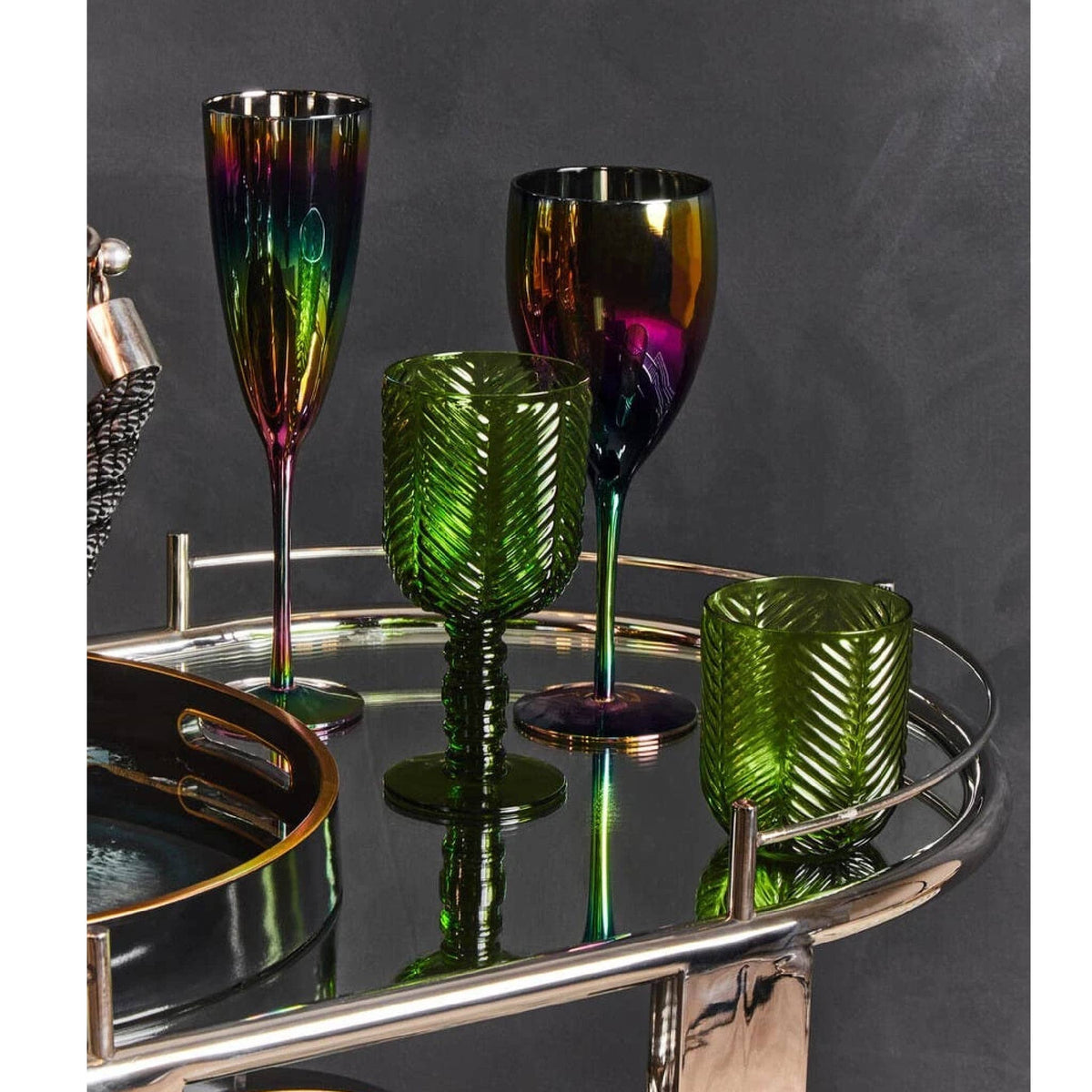 Oria Silver Metal and Acrylic Frame 2 Tier Oval Drinks Trolley