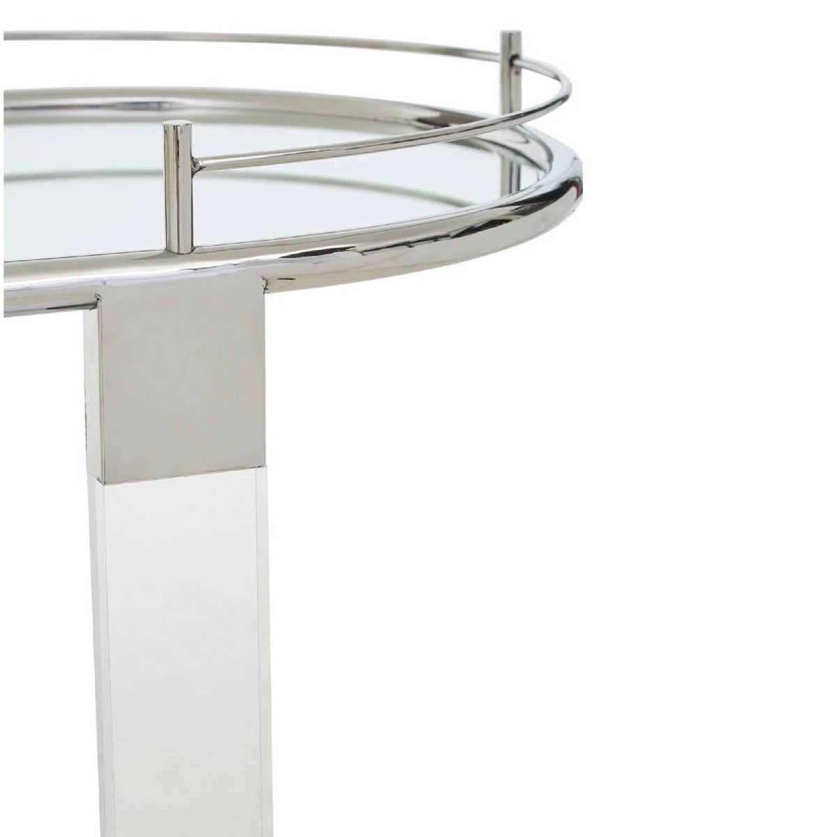 Oria Silver Metal and Acrylic Frame 2 Tier Oval Drinks Trolley