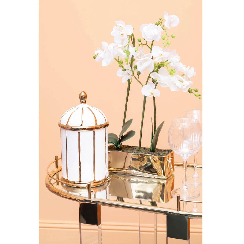 Oria Gold Metal 2 Tier Luxury Oval Drinks Trolley