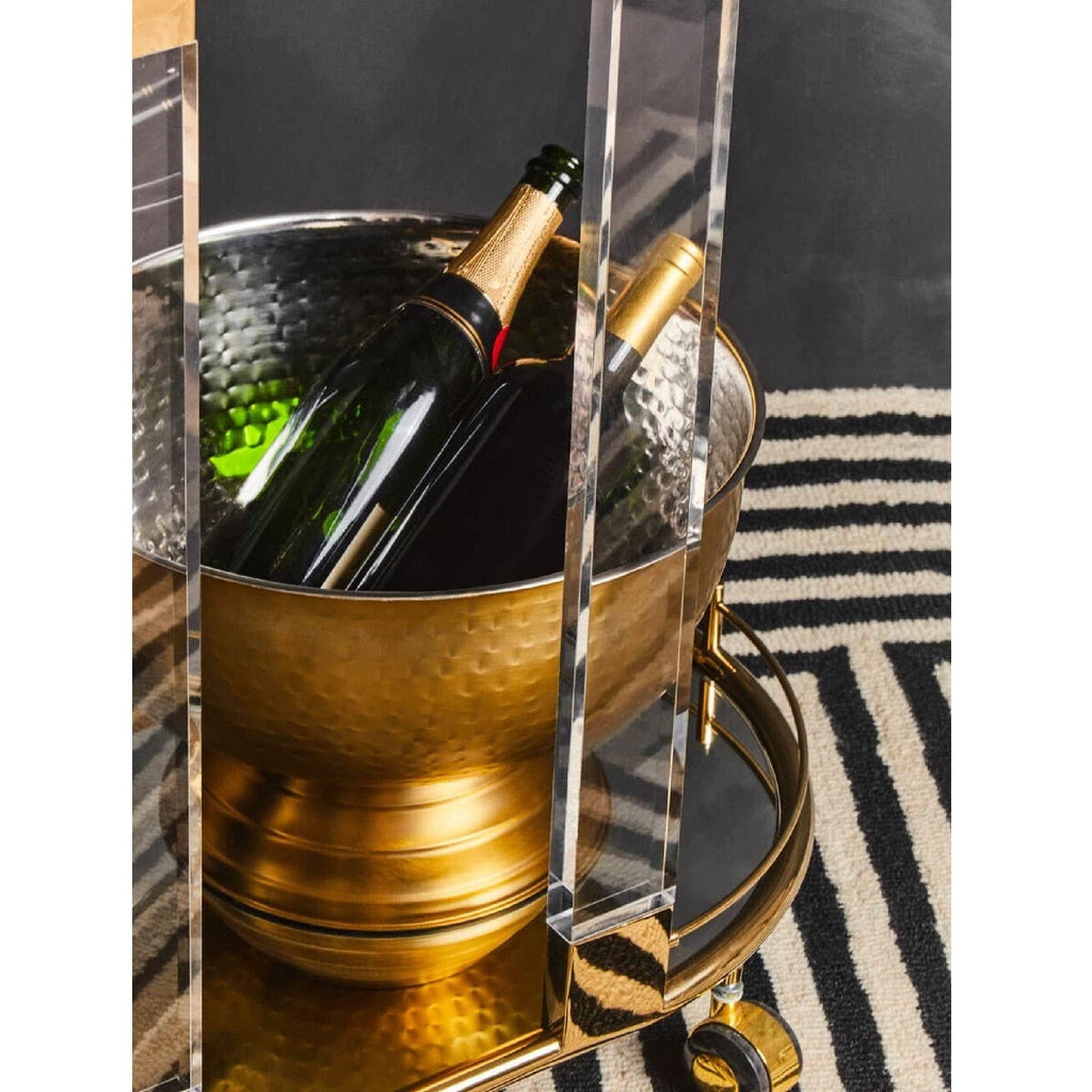 Oria Gold Metal 2 Tier Luxury Oval Drinks Trolley