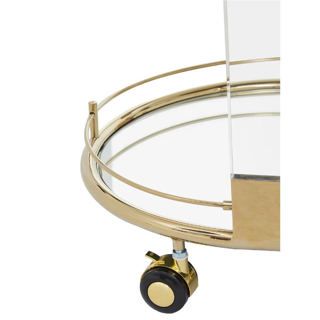 Oria Gold Metal 2 Tier Luxury Oval Drinks Trolley
