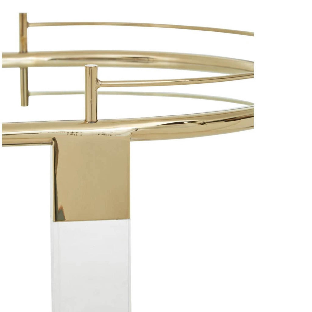 Oria Gold Metal 2 Tier Luxury Oval Drinks Trolley