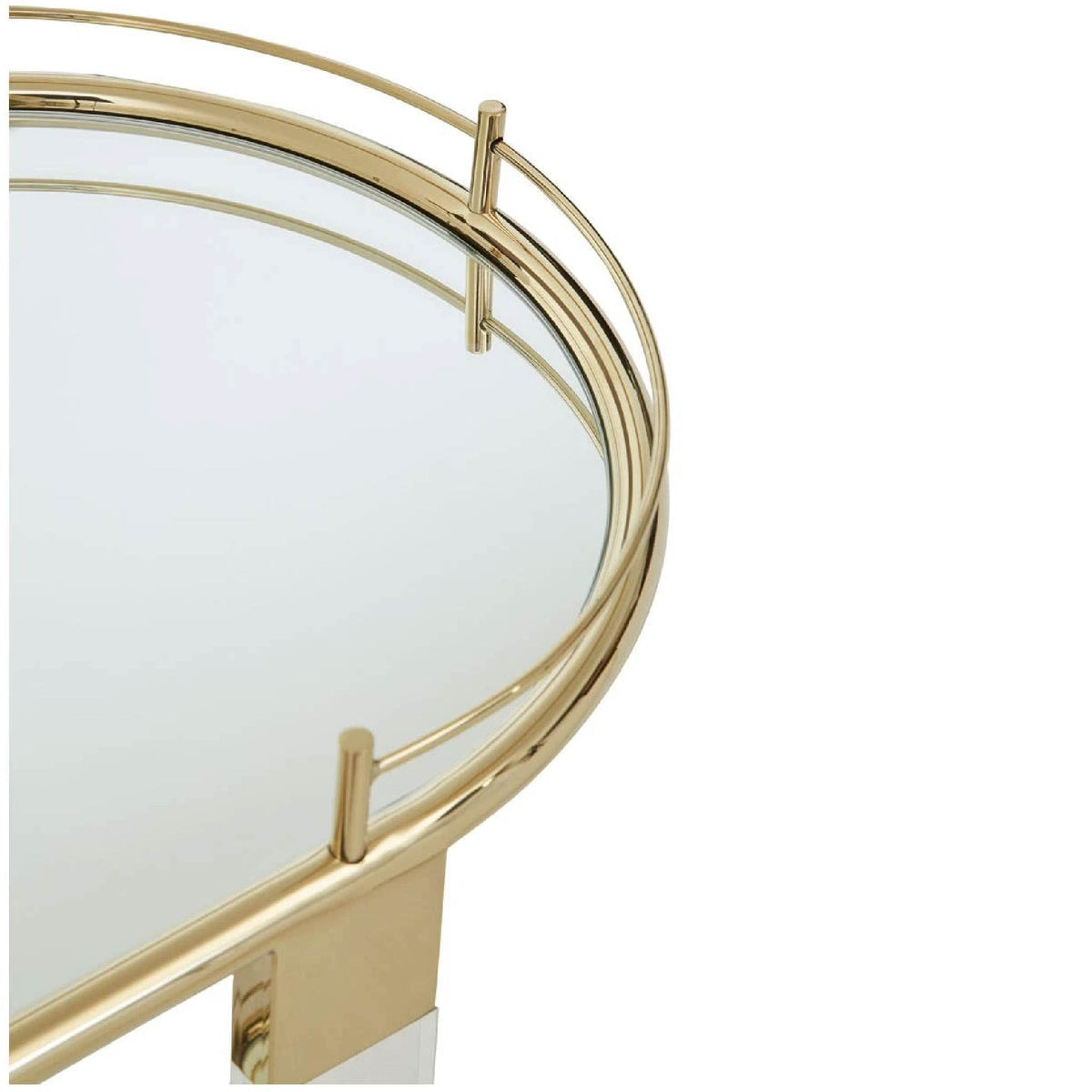 Oria Gold Metal 2 Tier Luxury Oval Drinks Trolley