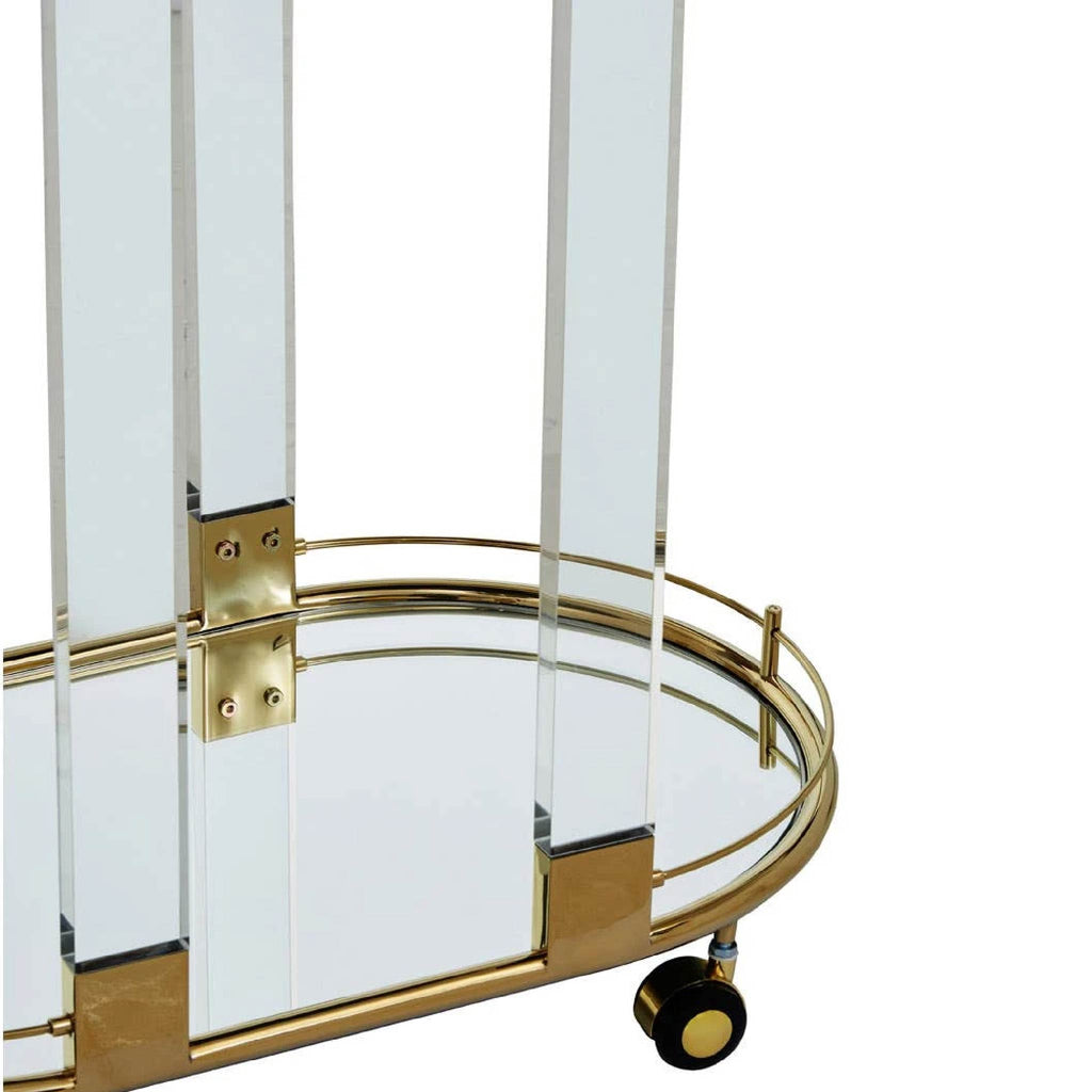 Oria Gold Metal 2 Tier Luxury Oval Drinks Trolley