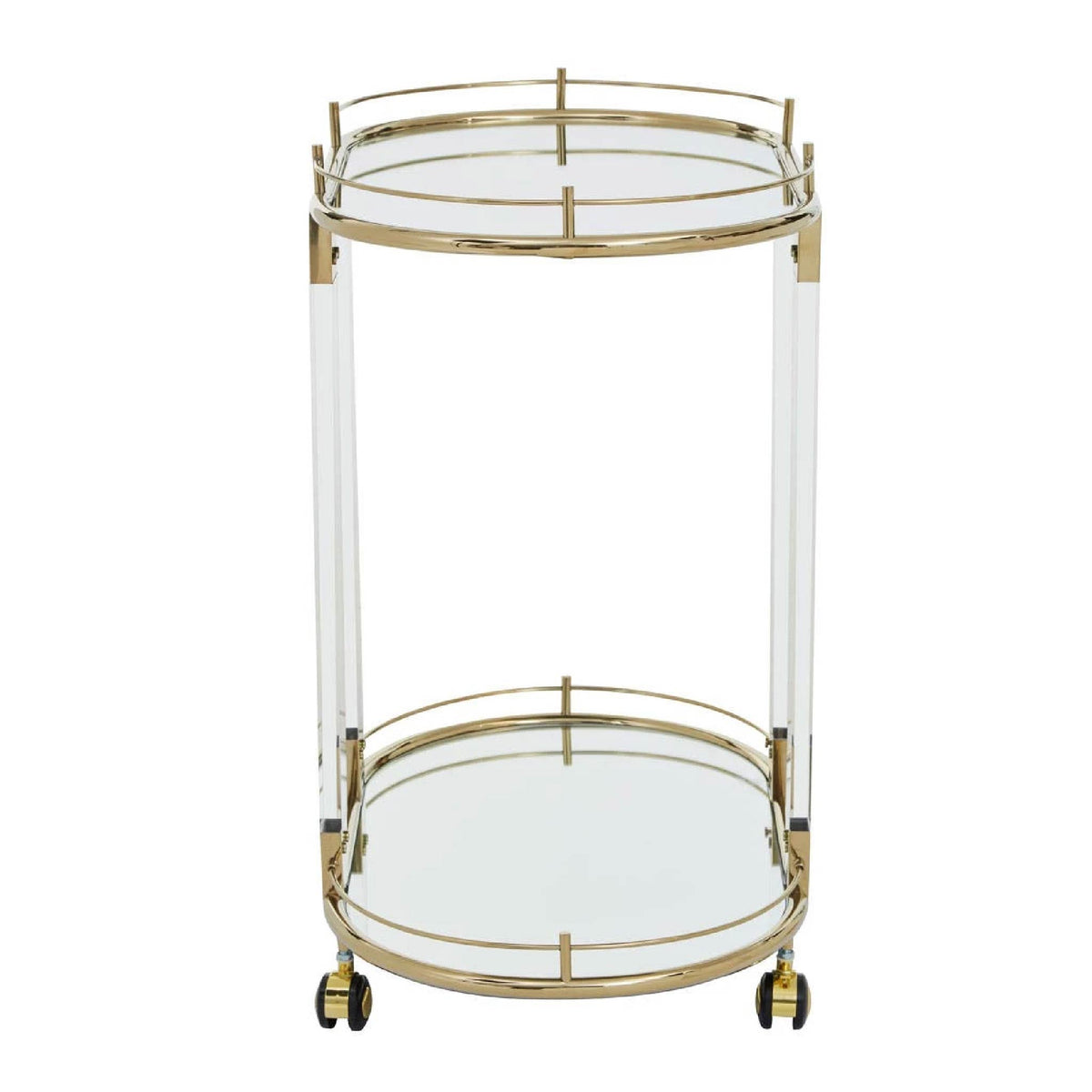 Oria Gold Metal 2 Tier Luxury Oval Drinks Trolley