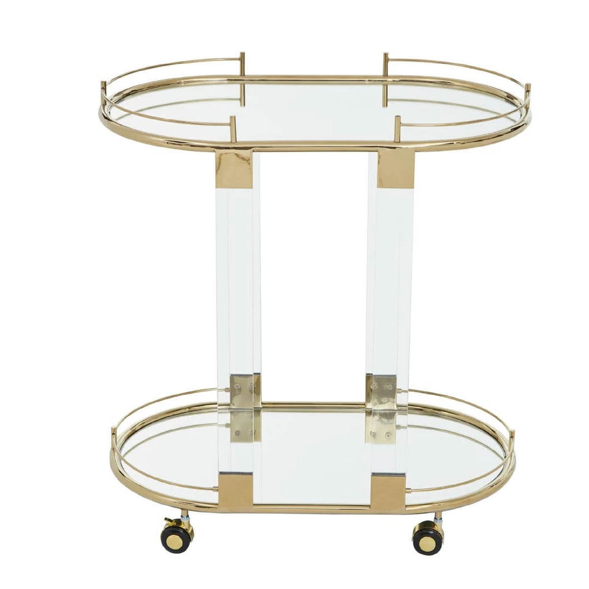 Oria Gold Metal 2 Tier Luxury Oval Drinks Trolley
