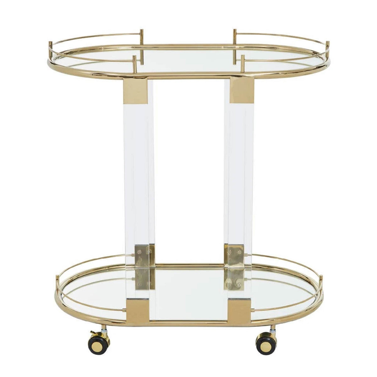 Oria Gold Metal 2 Tier Luxury Oval Drinks Trolley