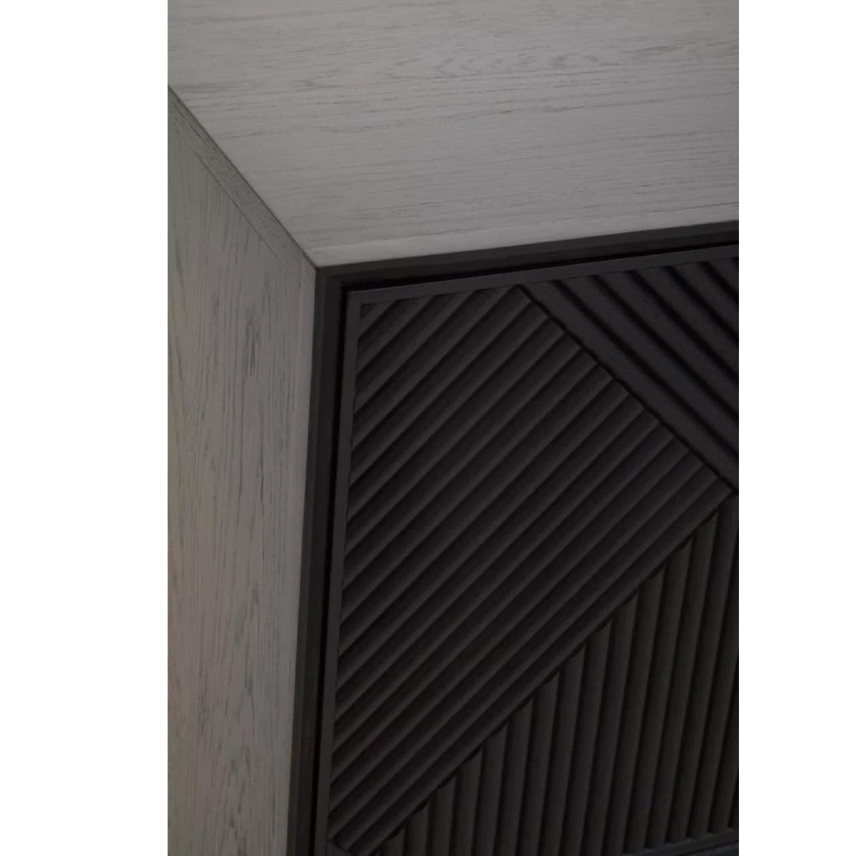 Jakara Black Finish Sideboard with 4 Doors and 3 Drawers