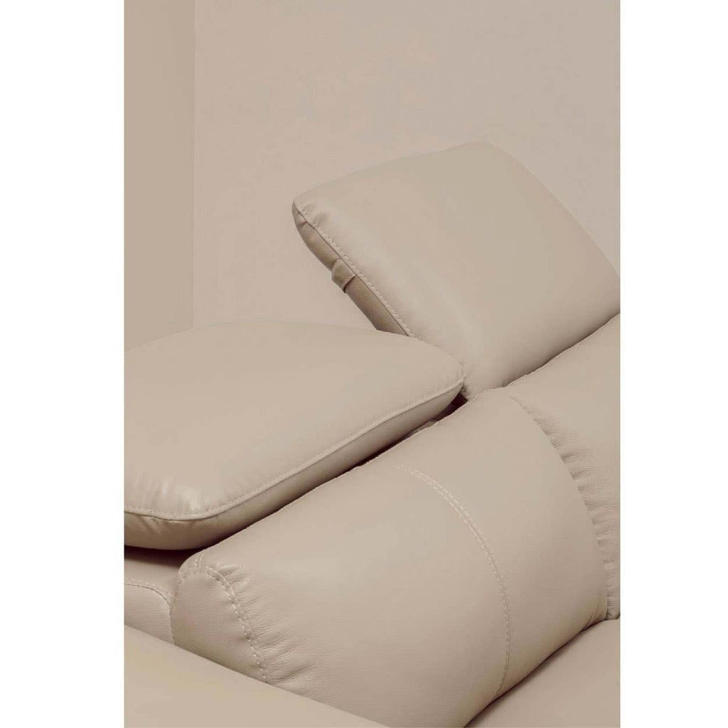 Padua 3 Seat Stone Leather Sofa with Adjustable Headrests