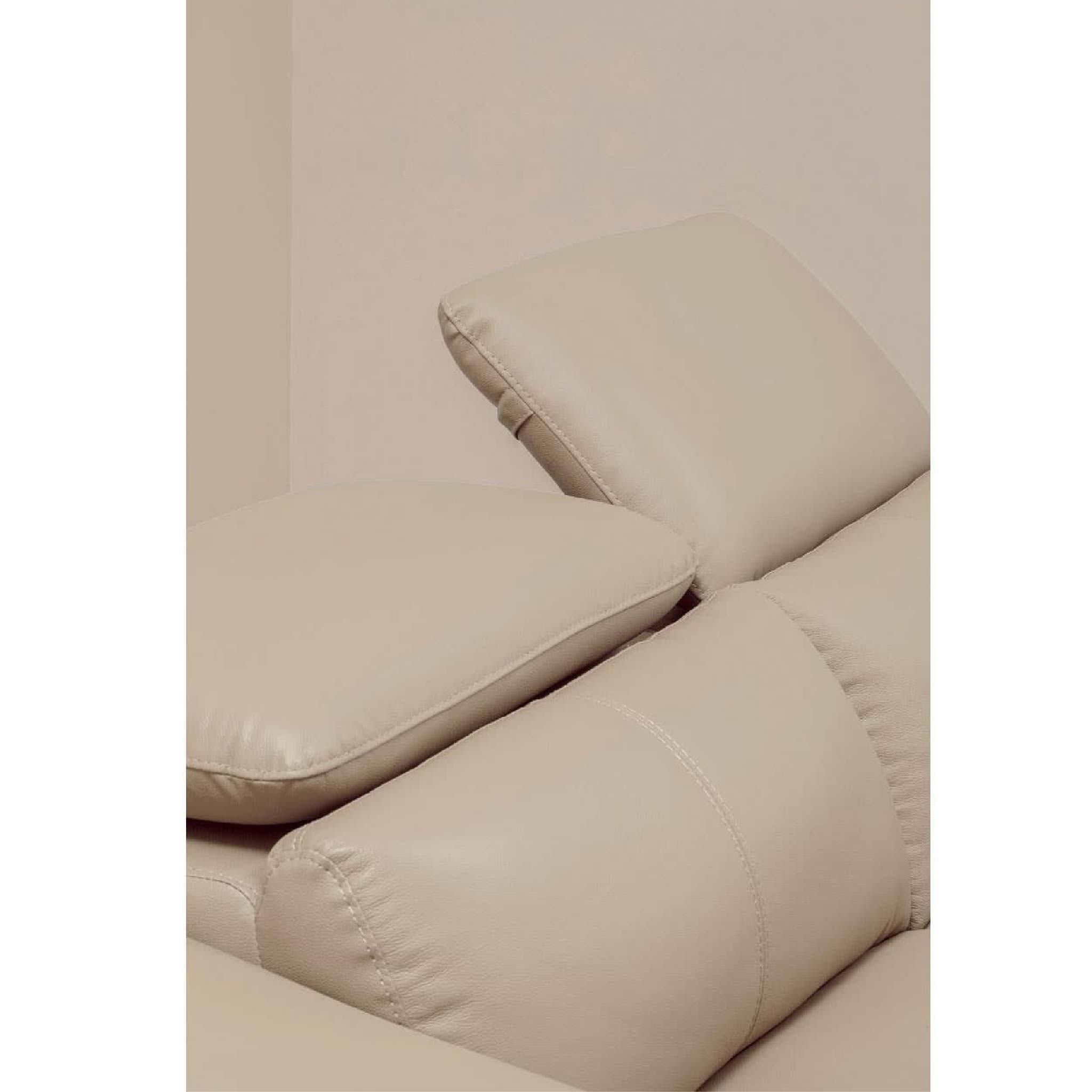 Padua 3 Seat Stone Leather Sofa with Adjustable Headrests