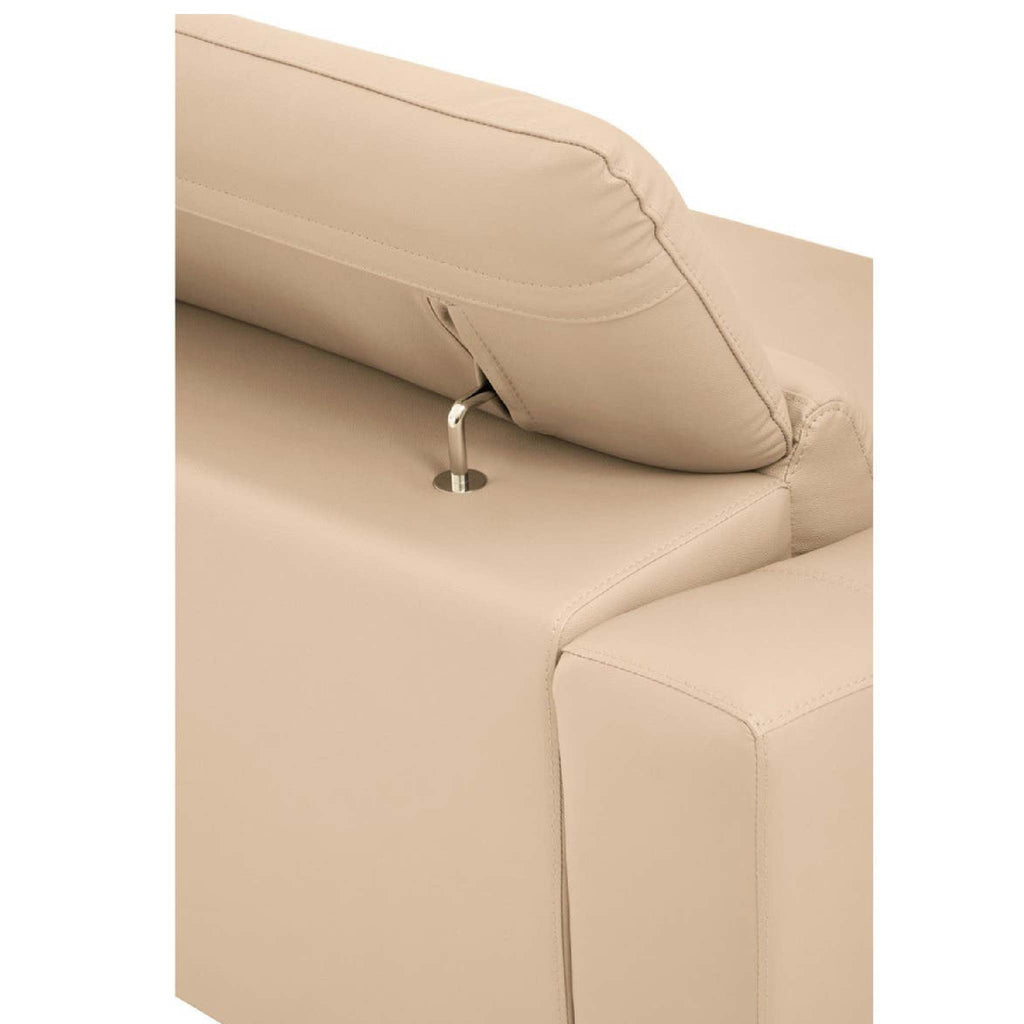 Padua 3 Seat Stone Leather Sofa with Adjustable Headrests