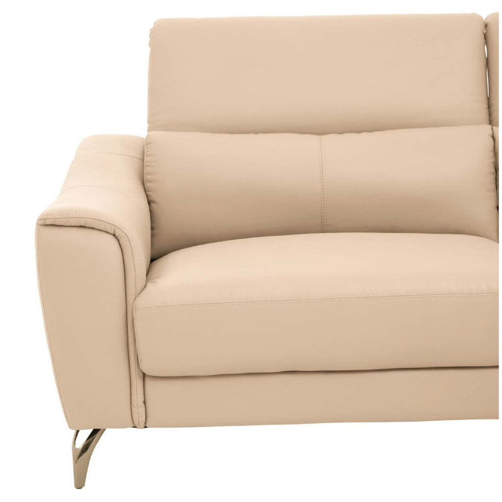 Padua 3 Seat Stone Leather Sofa with Adjustable Headrests