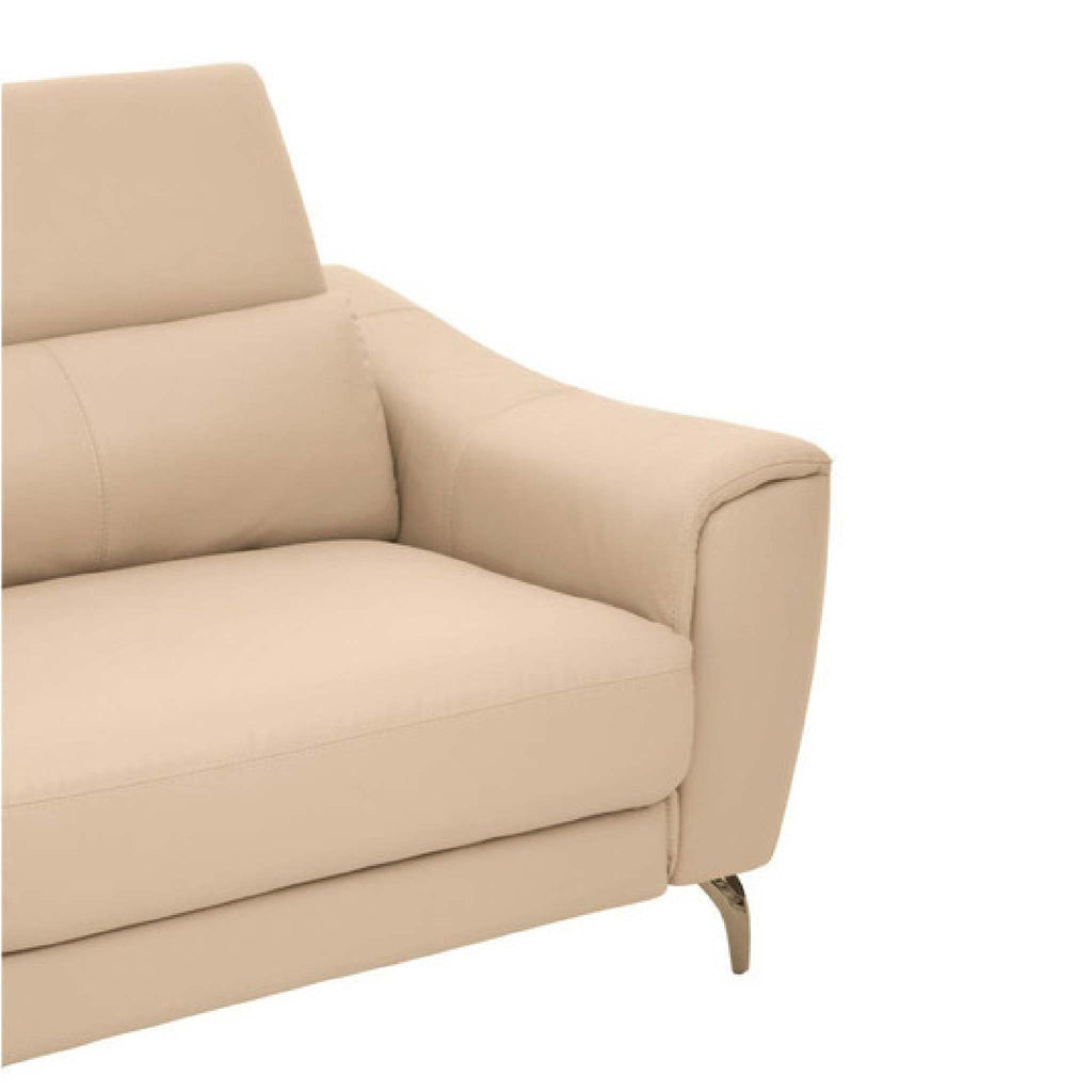 Padua 3 Seat Stone Leather Sofa with Adjustable Headrests
