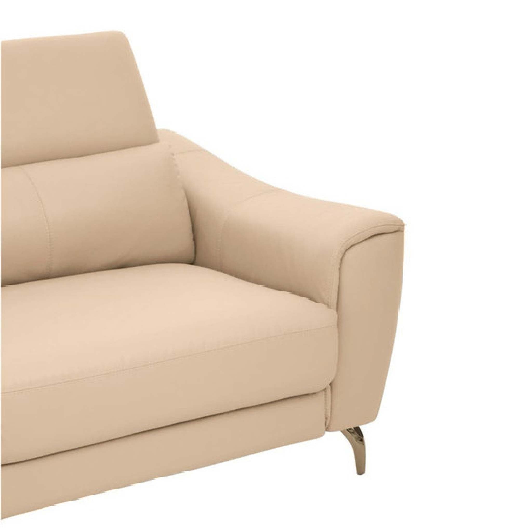 Padua 3 Seat Stone Leather Sofa with Adjustable Headrests