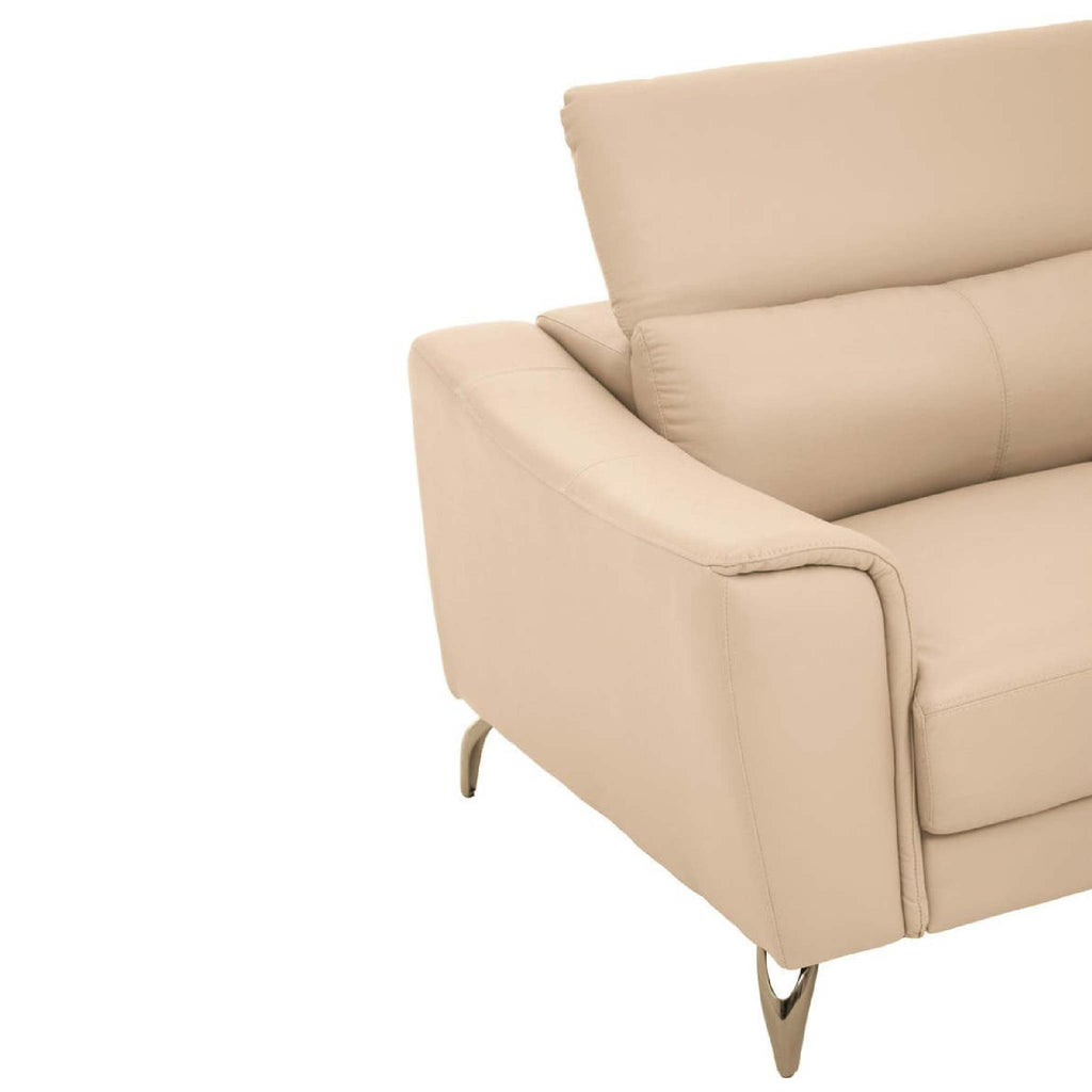Padua 3 Seat Stone Leather Sofa with Adjustable Headrests