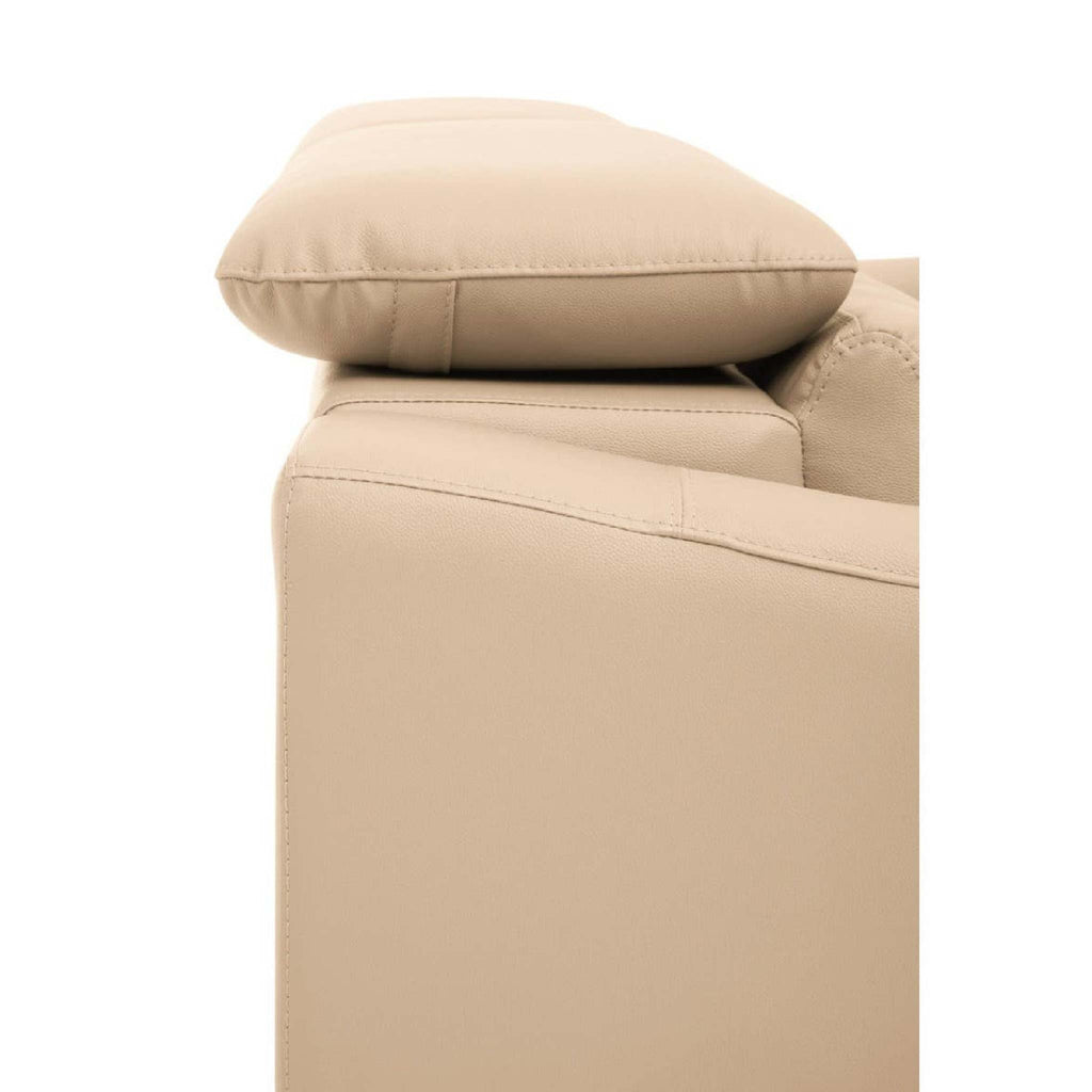Padua 3 Seat Stone Leather Sofa with Adjustable Headrests