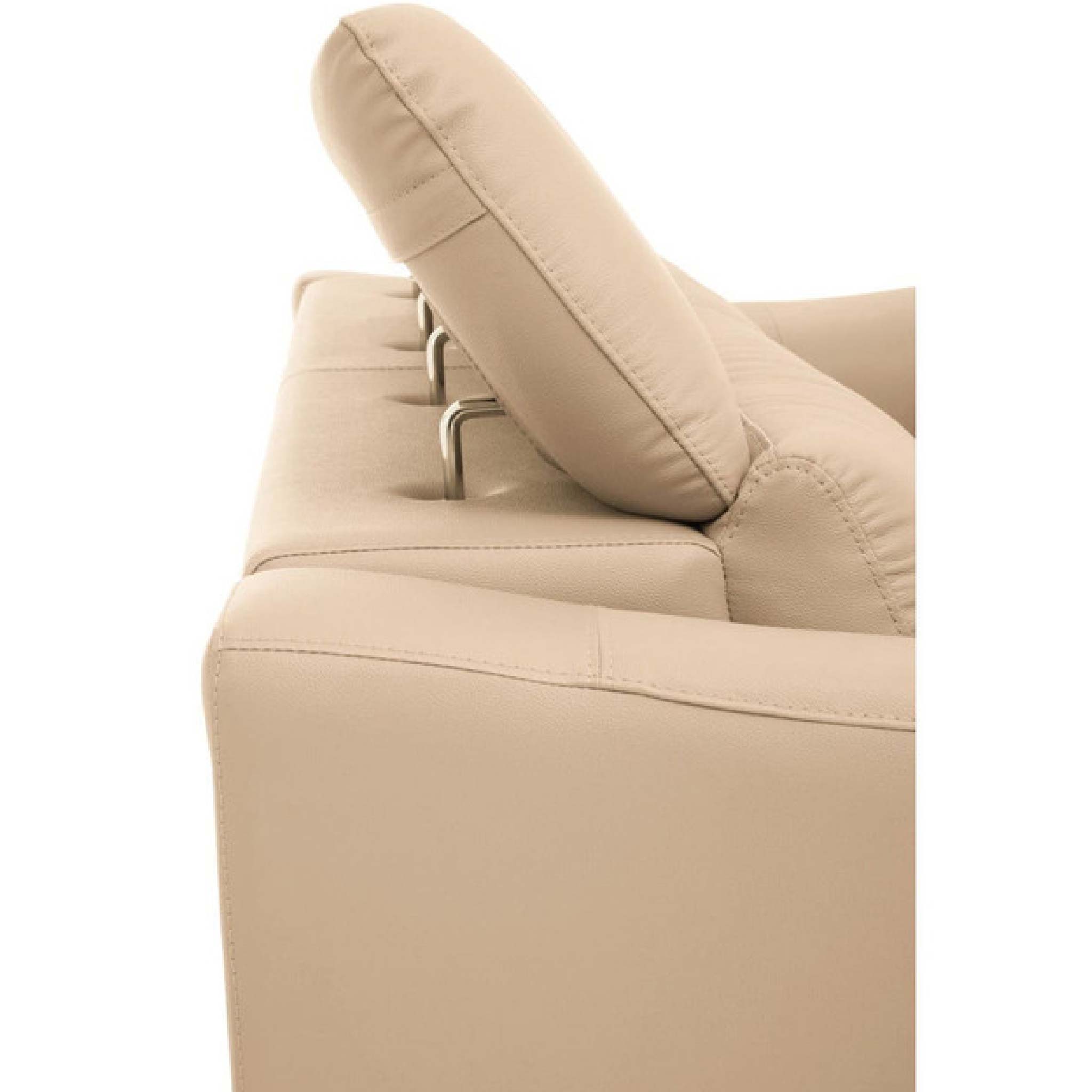 Padua 3 Seat Stone Leather Sofa with Adjustable Headrests