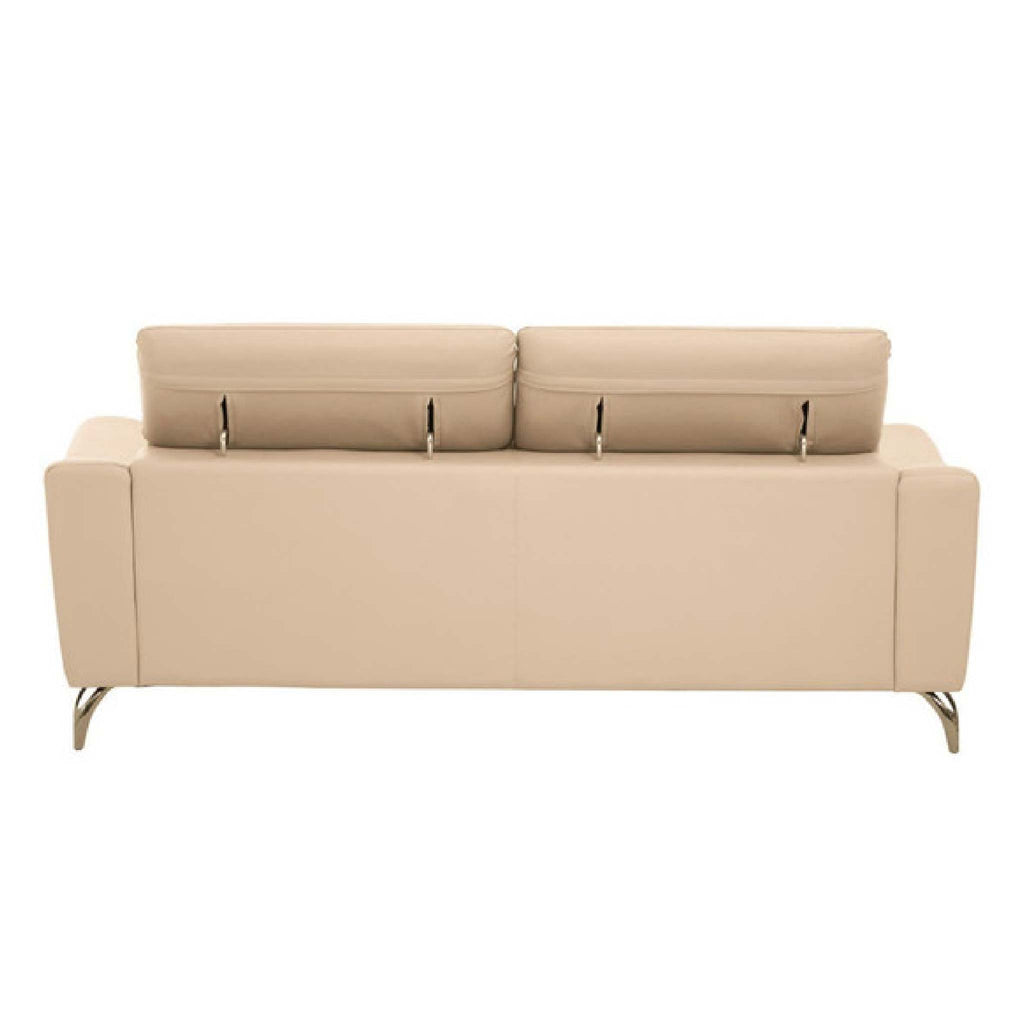 Padua 3 Seat Stone Leather Sofa with Adjustable Headrests
