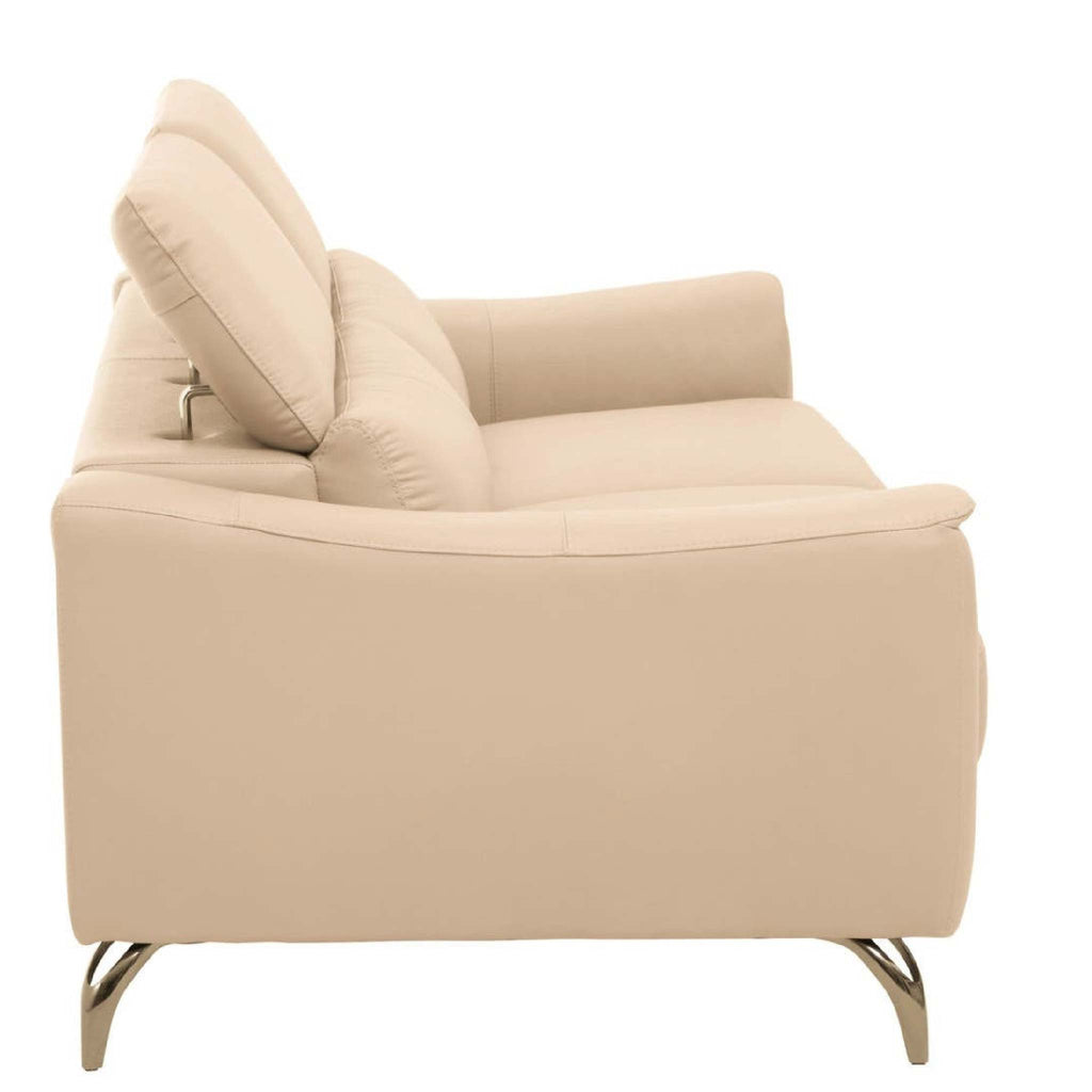 Padua 3 Seat Stone Leather Sofa with Adjustable Headrests