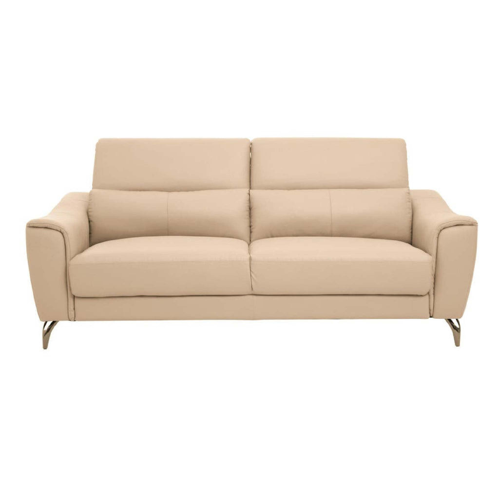 Padua 3 Seat Stone Leather Sofa with Adjustable Headrests