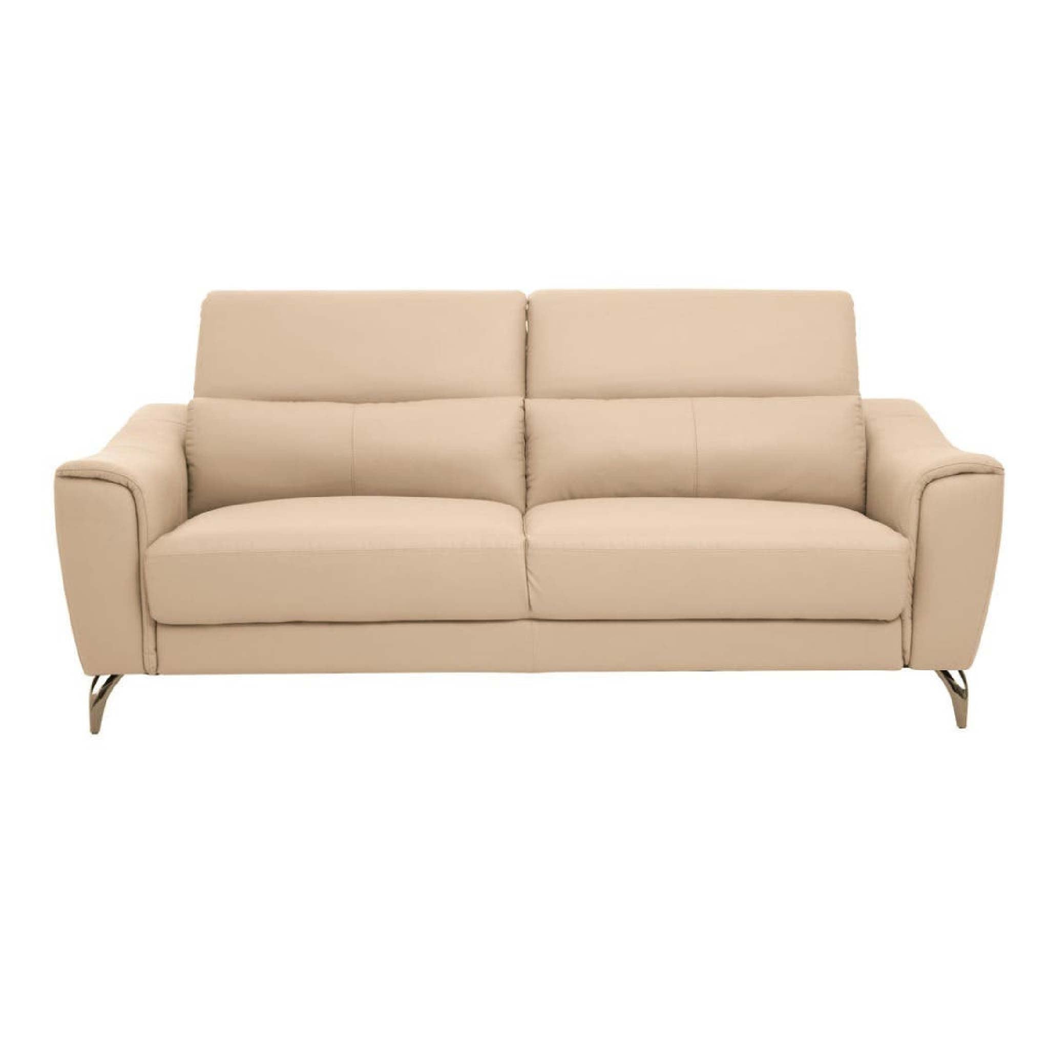 Padua 3 Seat Stone Leather Sofa with Adjustable Headrests