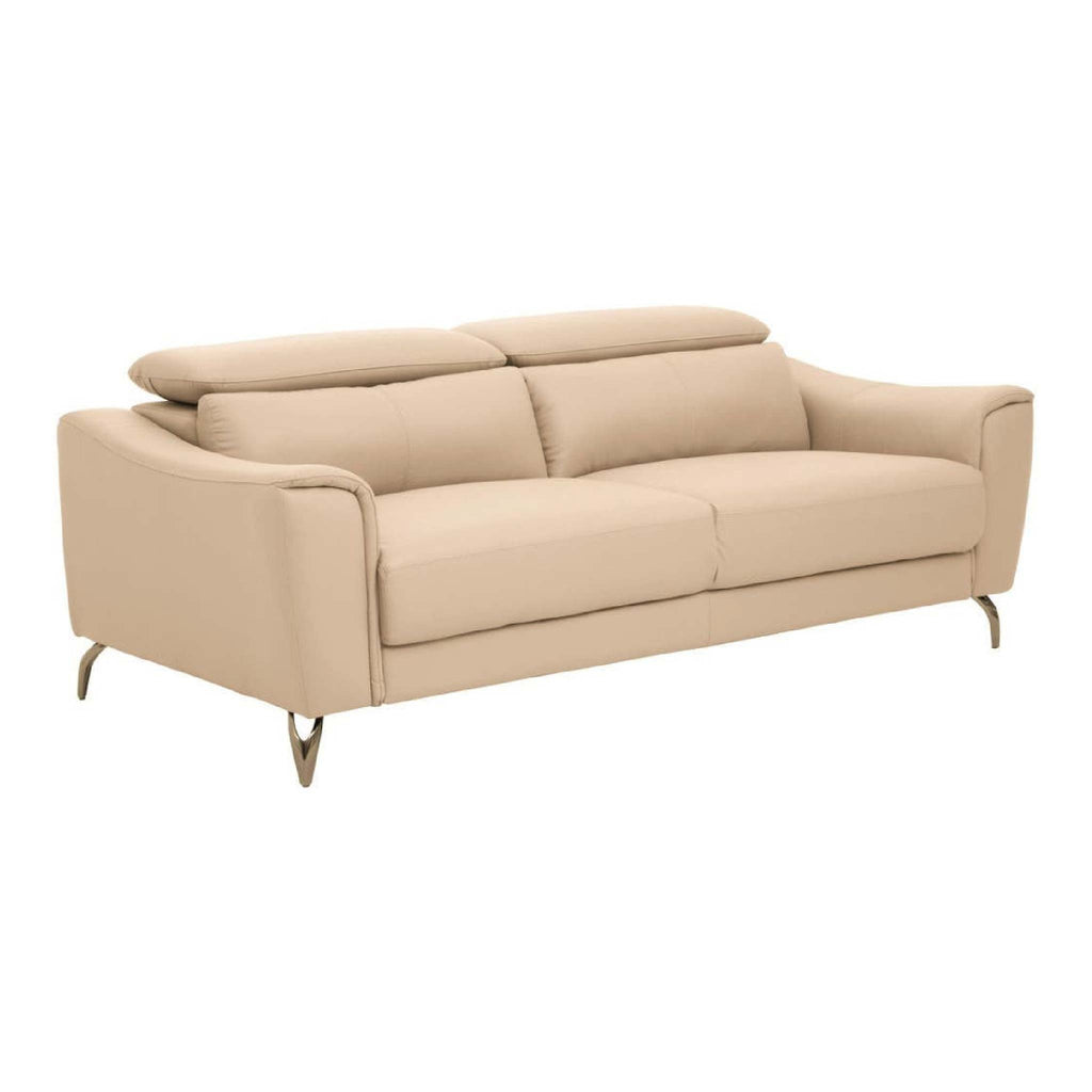Padua 3 Seat Stone Leather Sofa with Adjustable Headrests