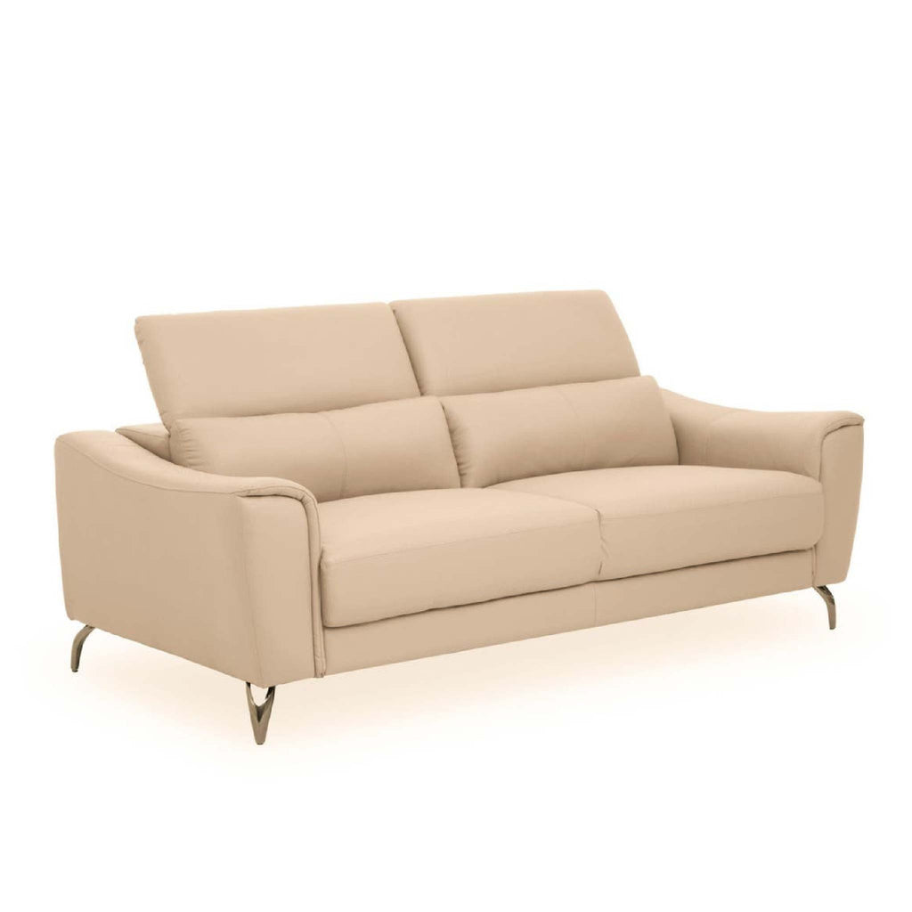 Padua 3 Seat Stone Leather Sofa with Adjustable Headrests