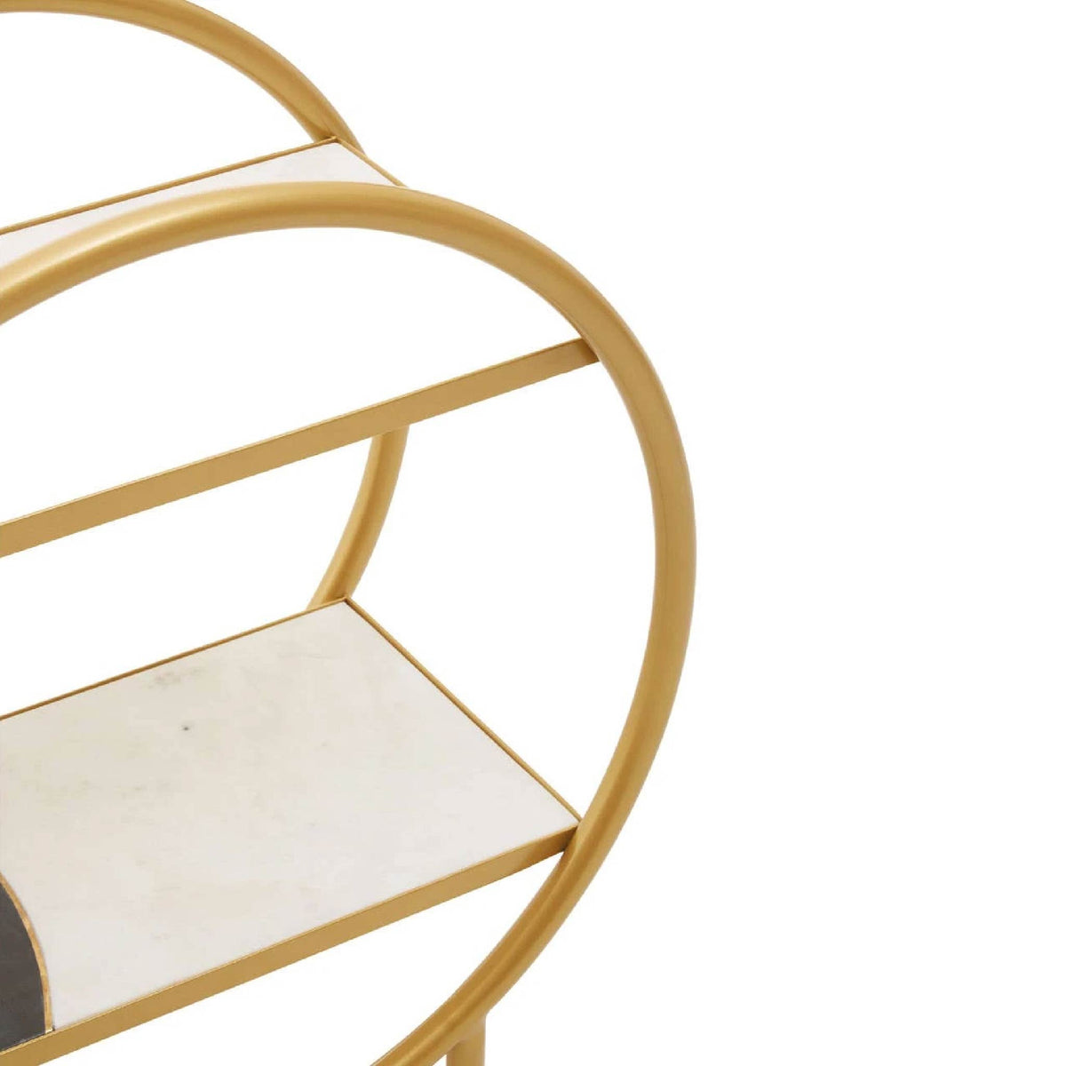 Vizzini Marble with Brass Finish Round 2 Tier Shelf or Bar Unit