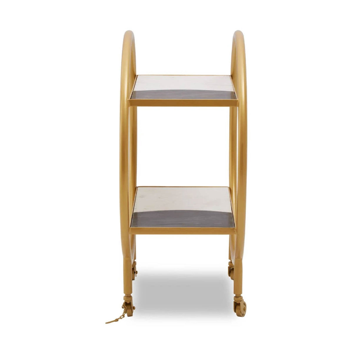 Vizzini Marble with Brass Finish Round 2 Tier Shelf or Bar Unit