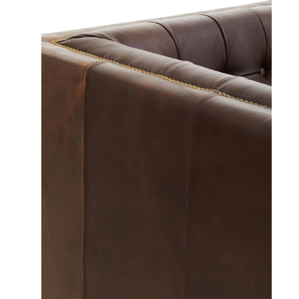 King Three Seater Dark Brown Leather Modern Chesterfield Sofa