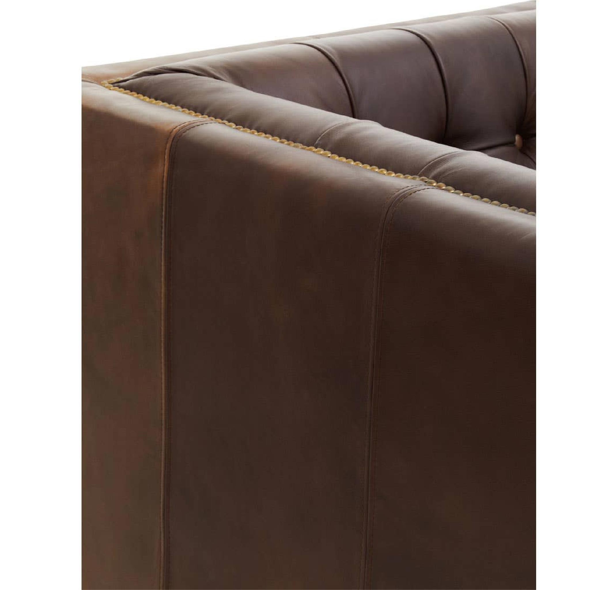 King Three Seater Dark Brown Leather Modern Chesterfield Sofa