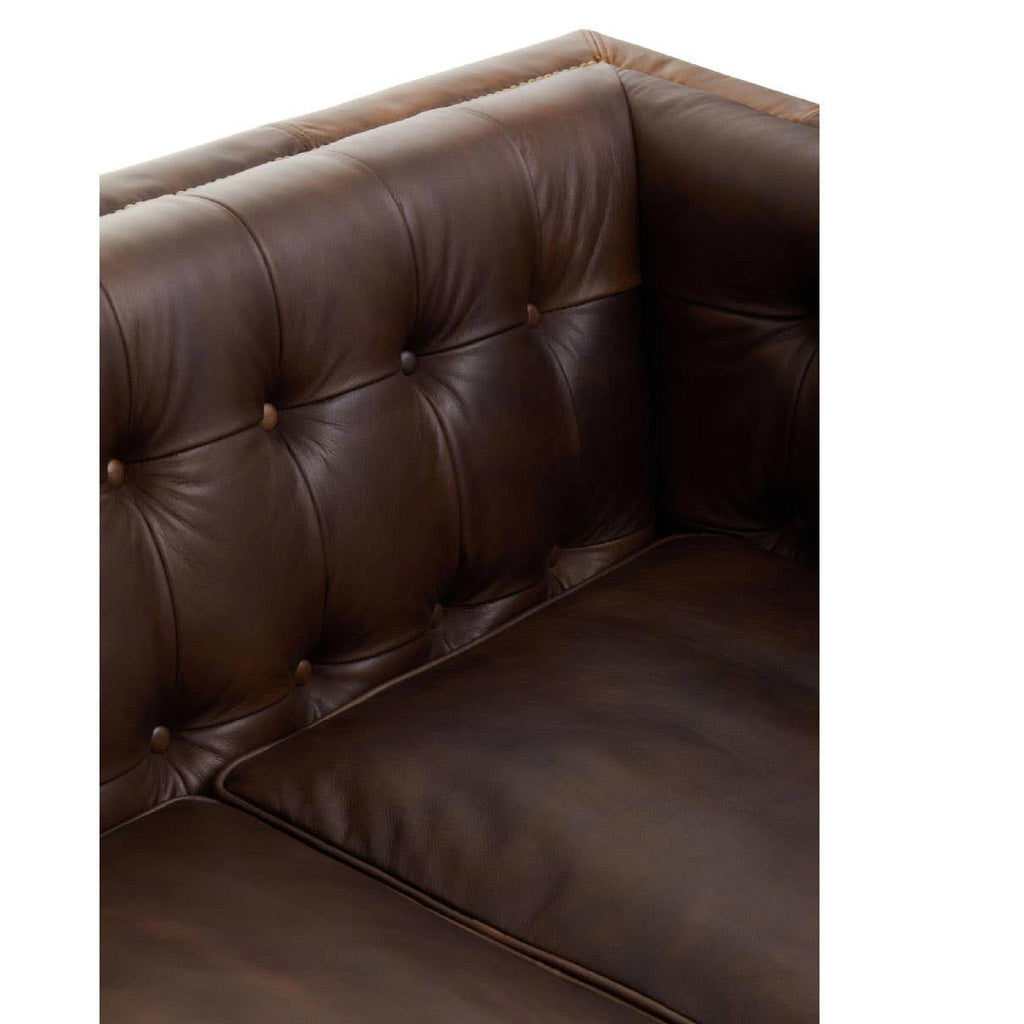 King Three Seater Dark Brown Leather Modern Chesterfield Sofa