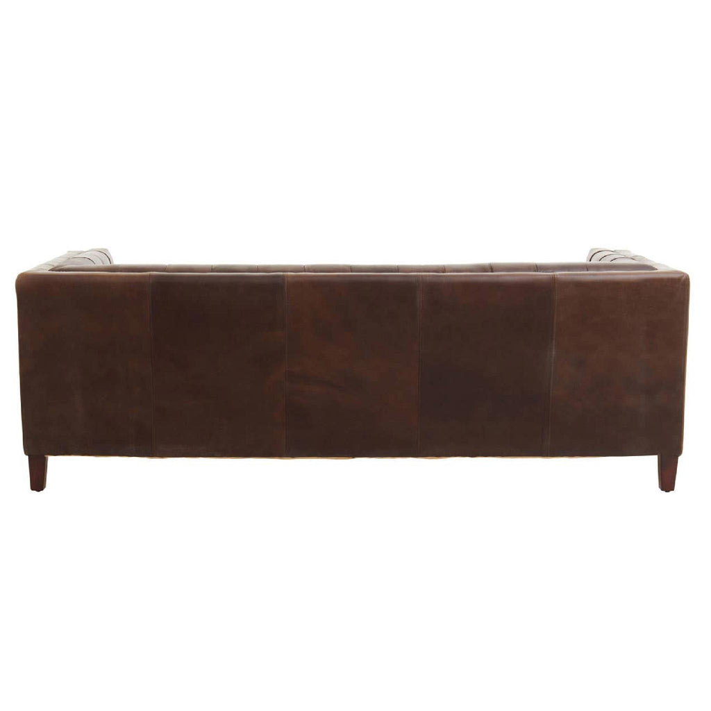 King Three Seater Dark Brown Leather Modern Chesterfield Sofa
