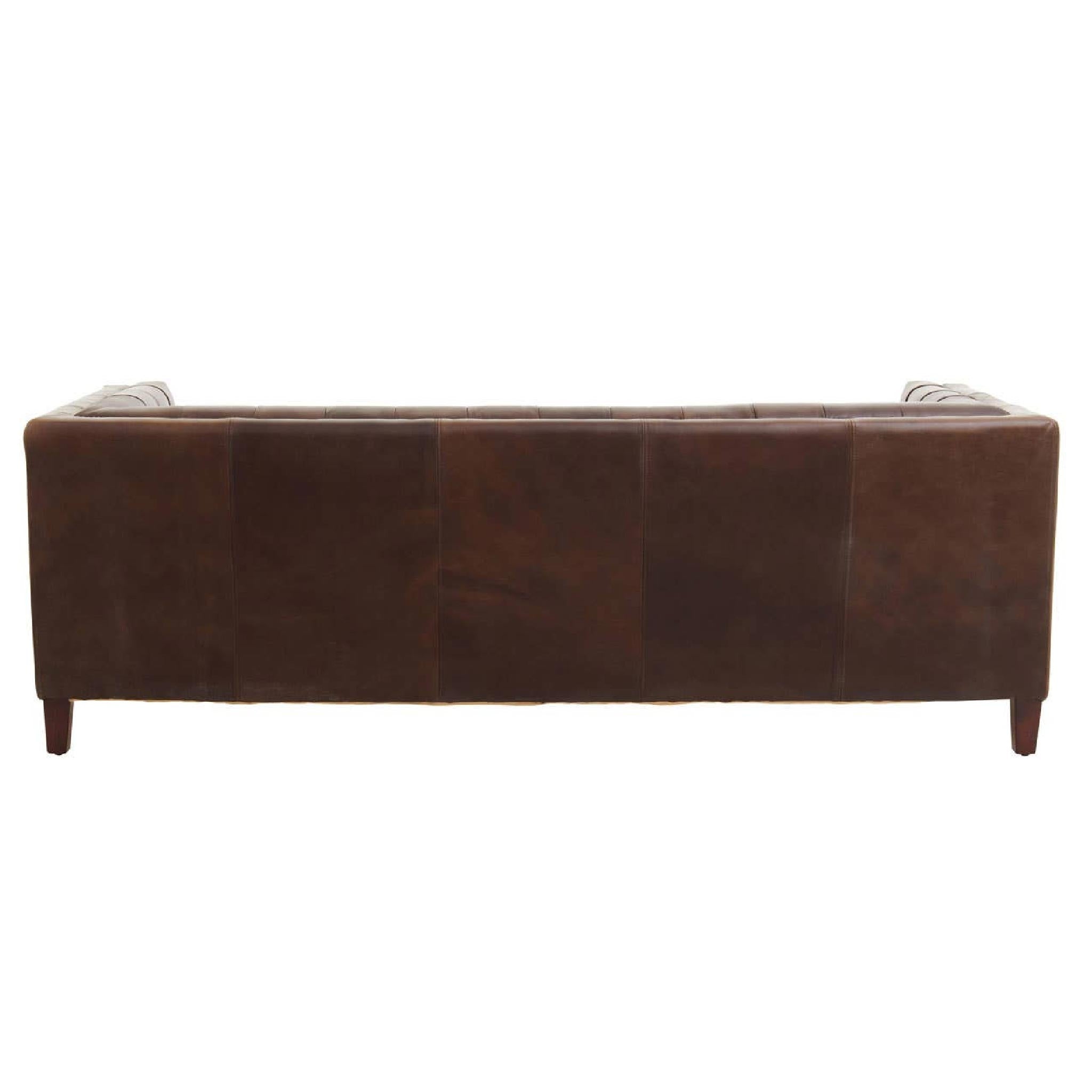 King Three Seater Dark Brown Leather Modern Chesterfield Sofa