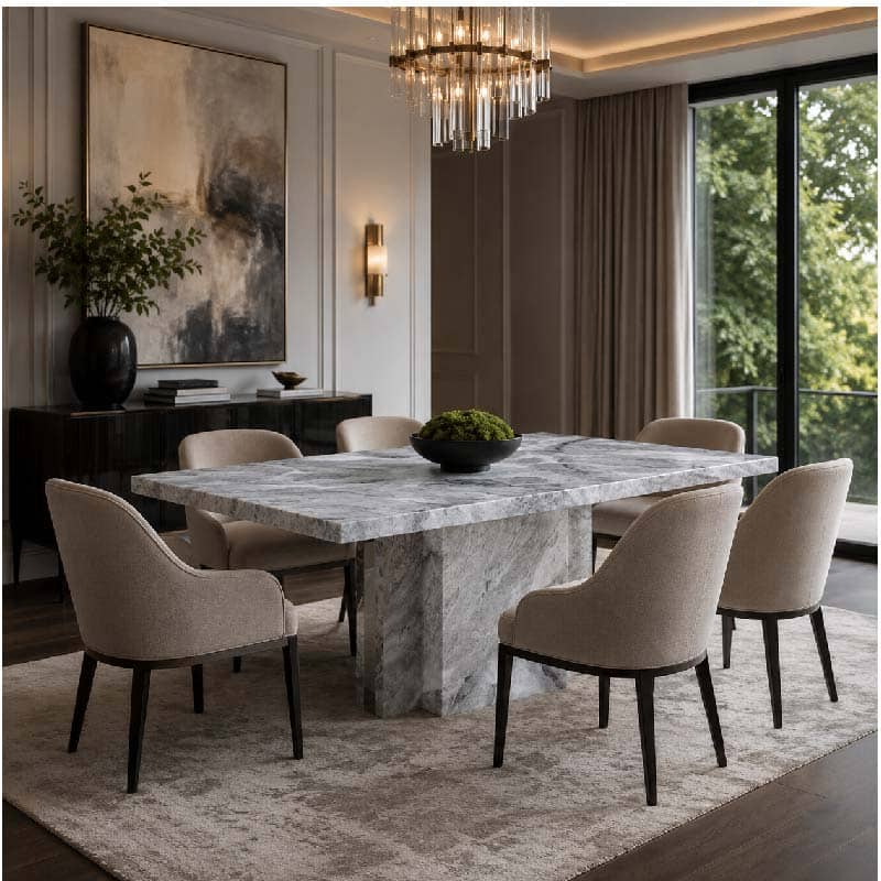 Saronno Grey Marble Dining Table