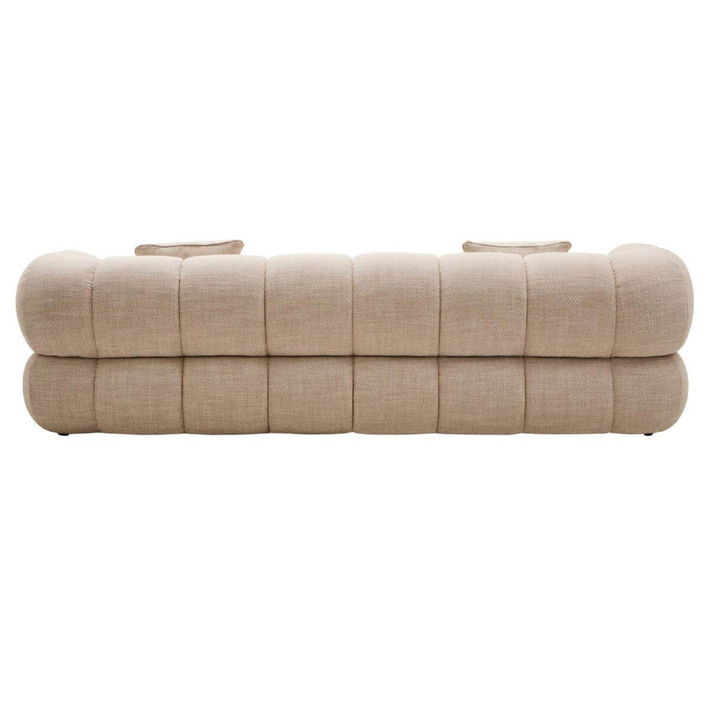 Ordona Cream Linen 3 Seater Curved Sofa