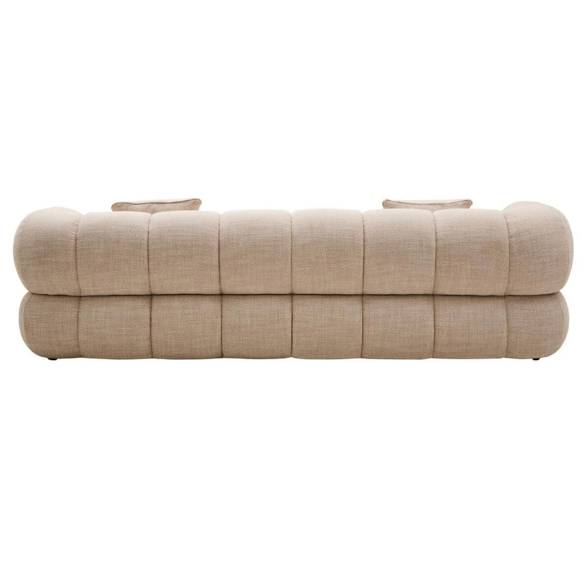 Ordona Cream Linen 3 Seater Curved Sofa