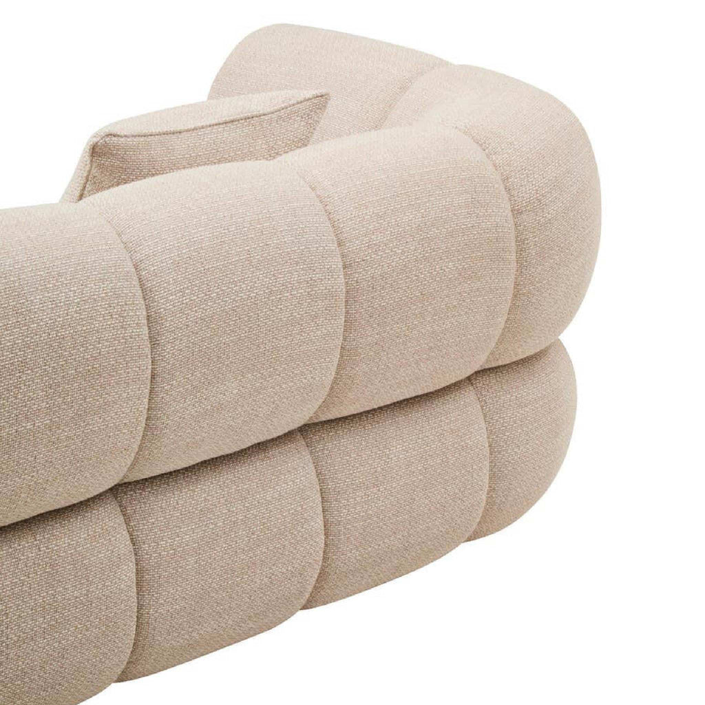 Ordona Cream Linen 3 Seater Curved Sofa
