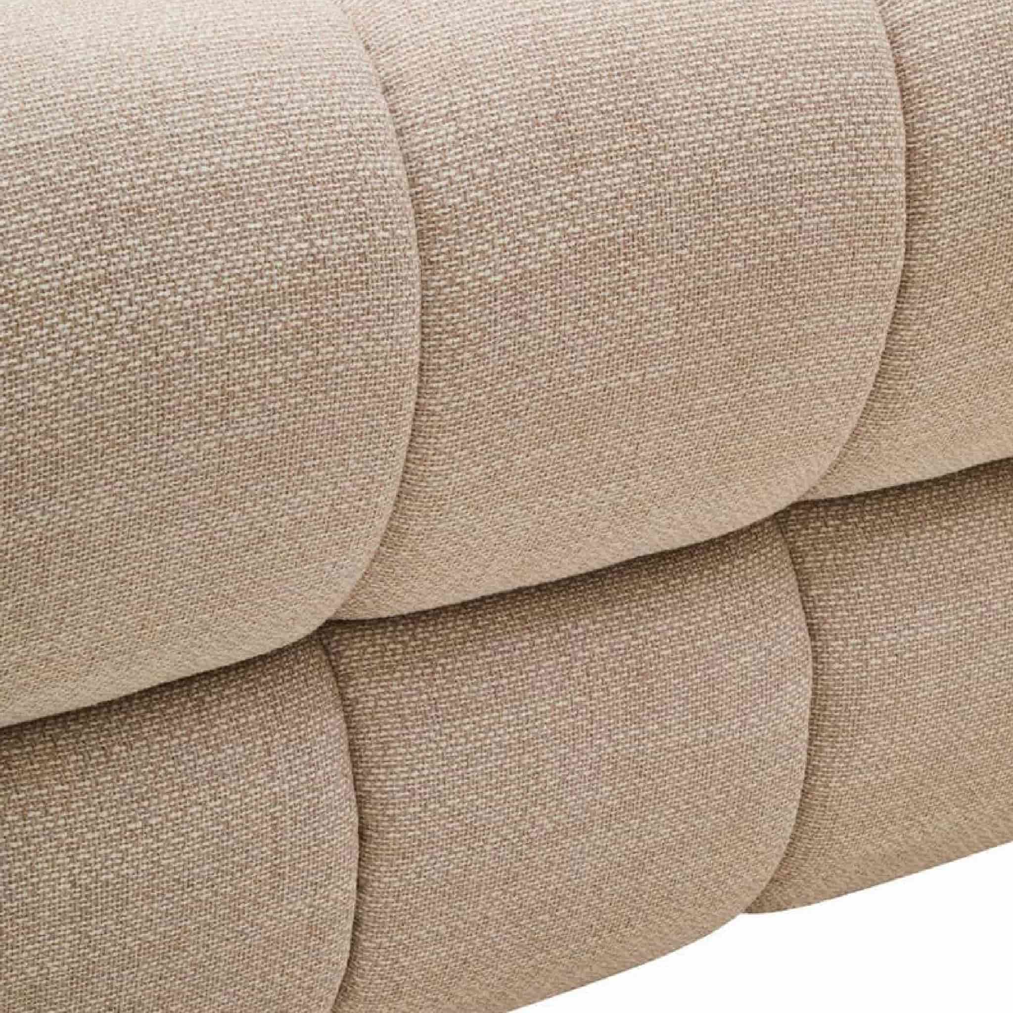 Ordona Cream Linen 3 Seater Curved Sofa