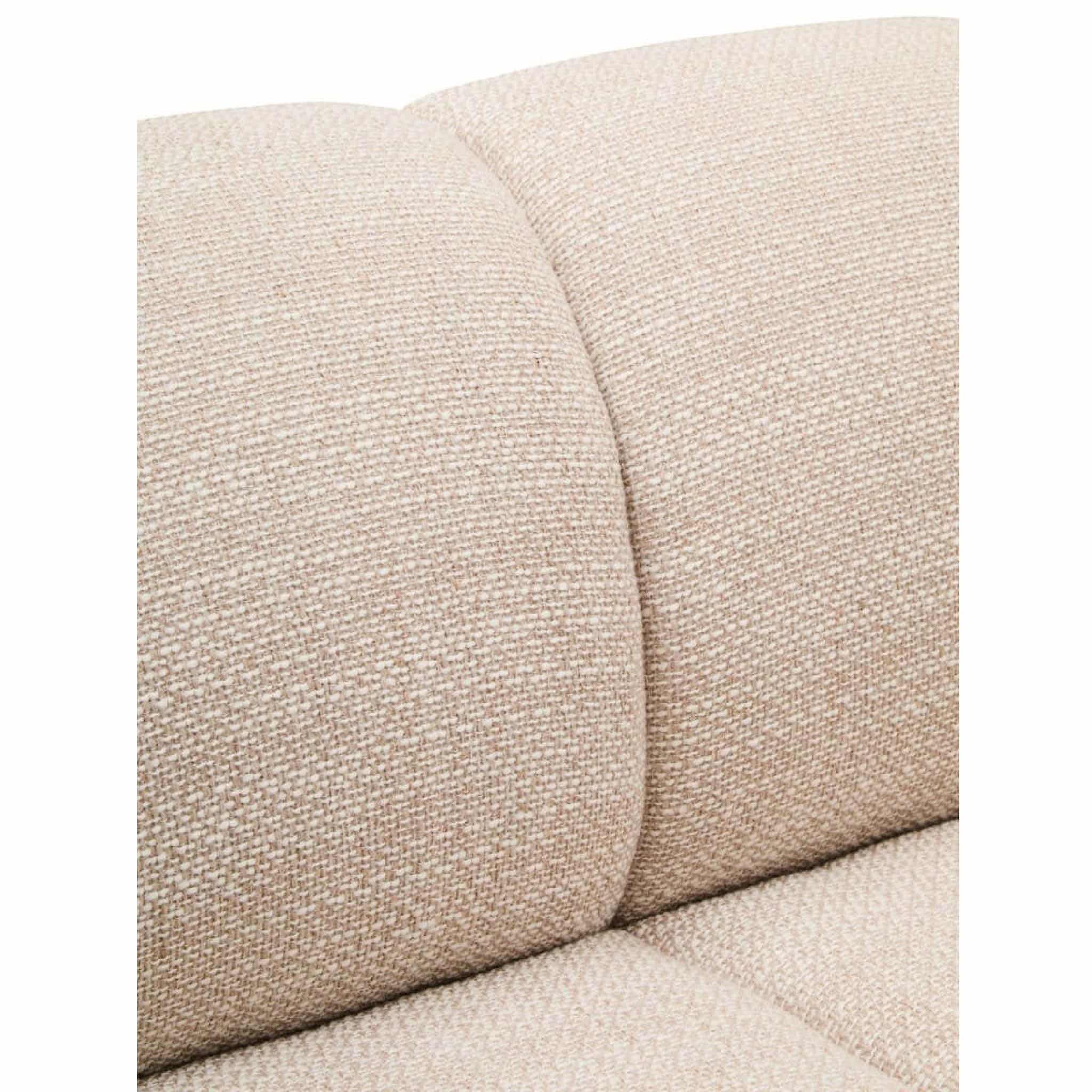Ordona Cream Linen 3 Seater Curved Sofa