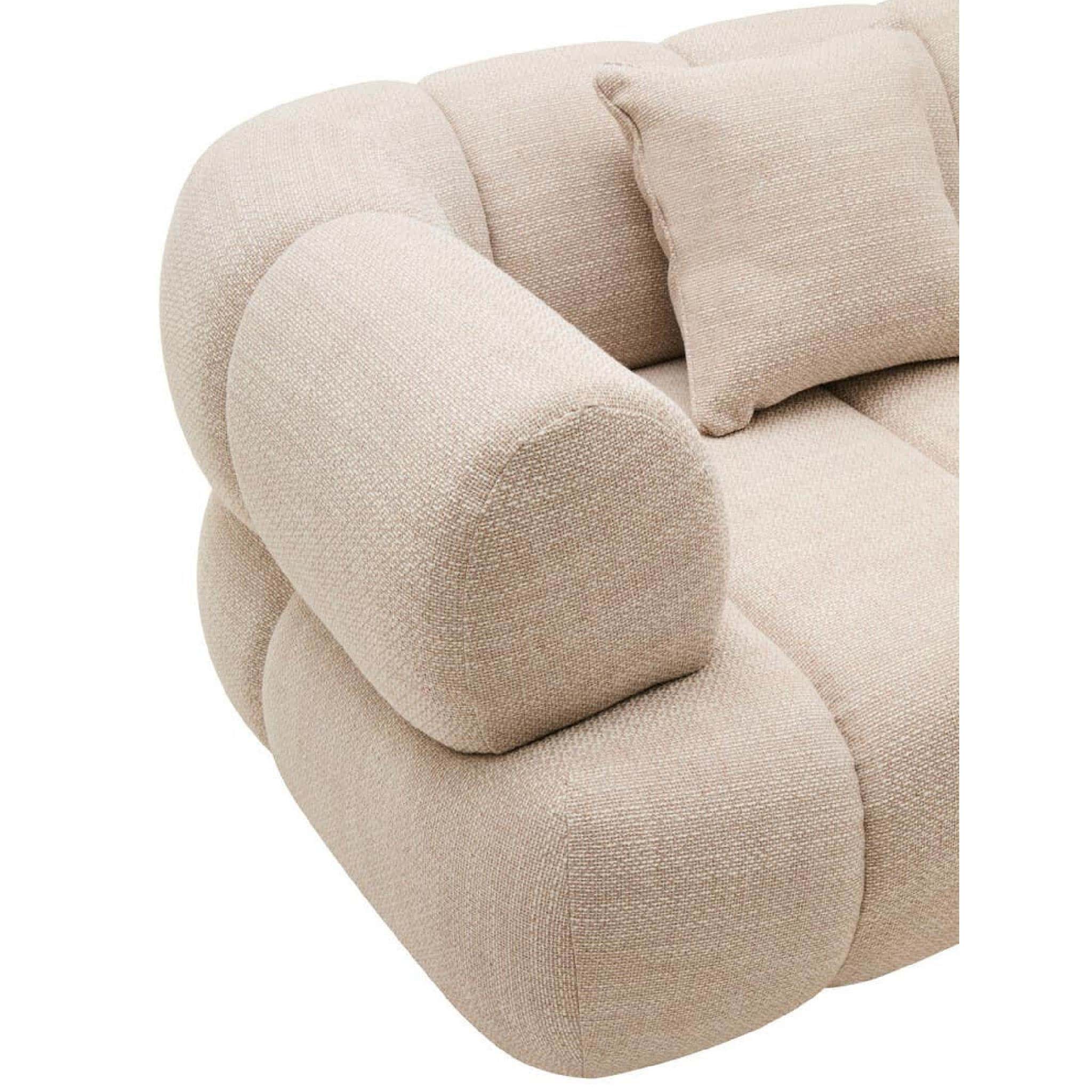 Ordona Cream Linen 3 Seater Curved Sofa
